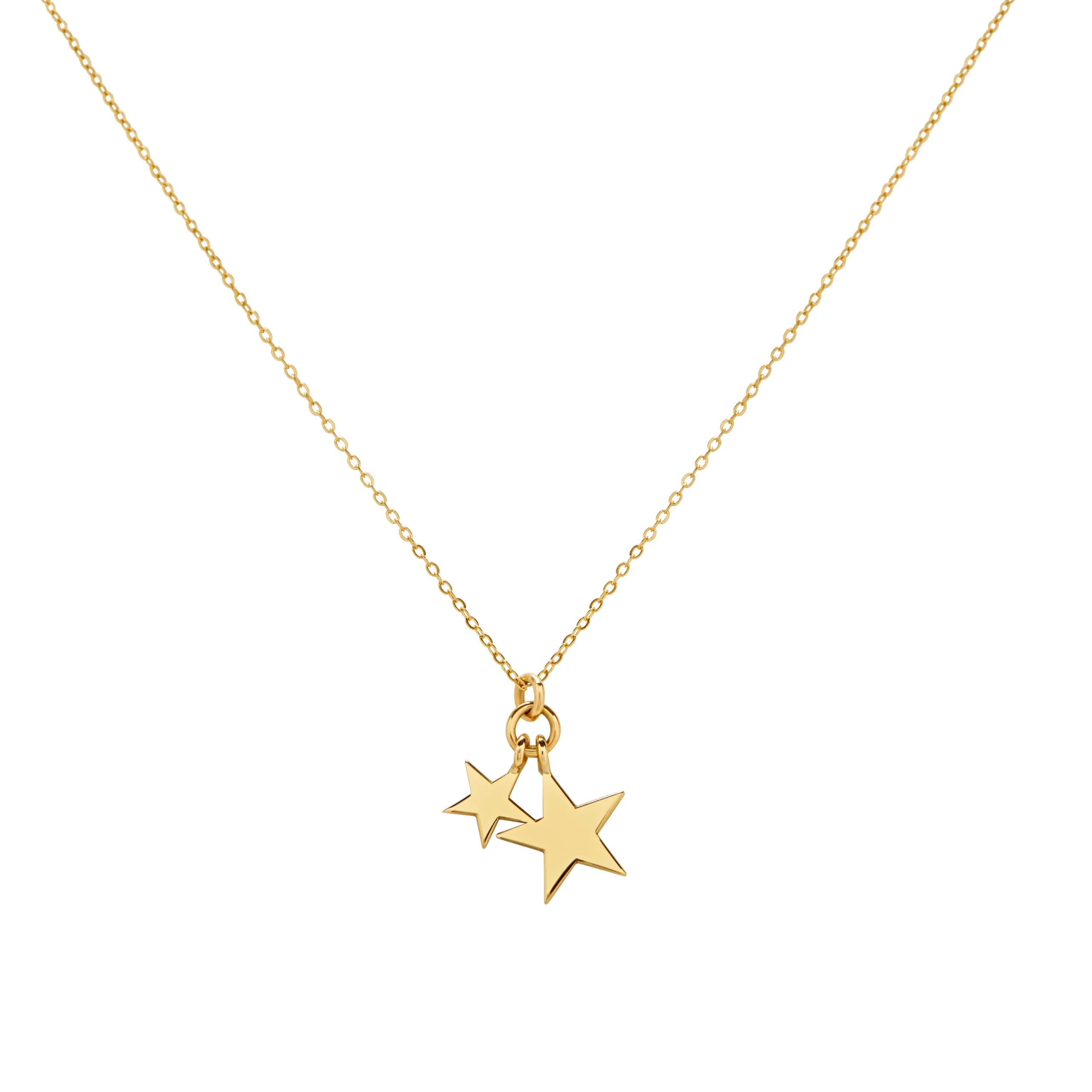 COLLAR ESTRELLA DOBLE EN ORO 18K - Gallery 1