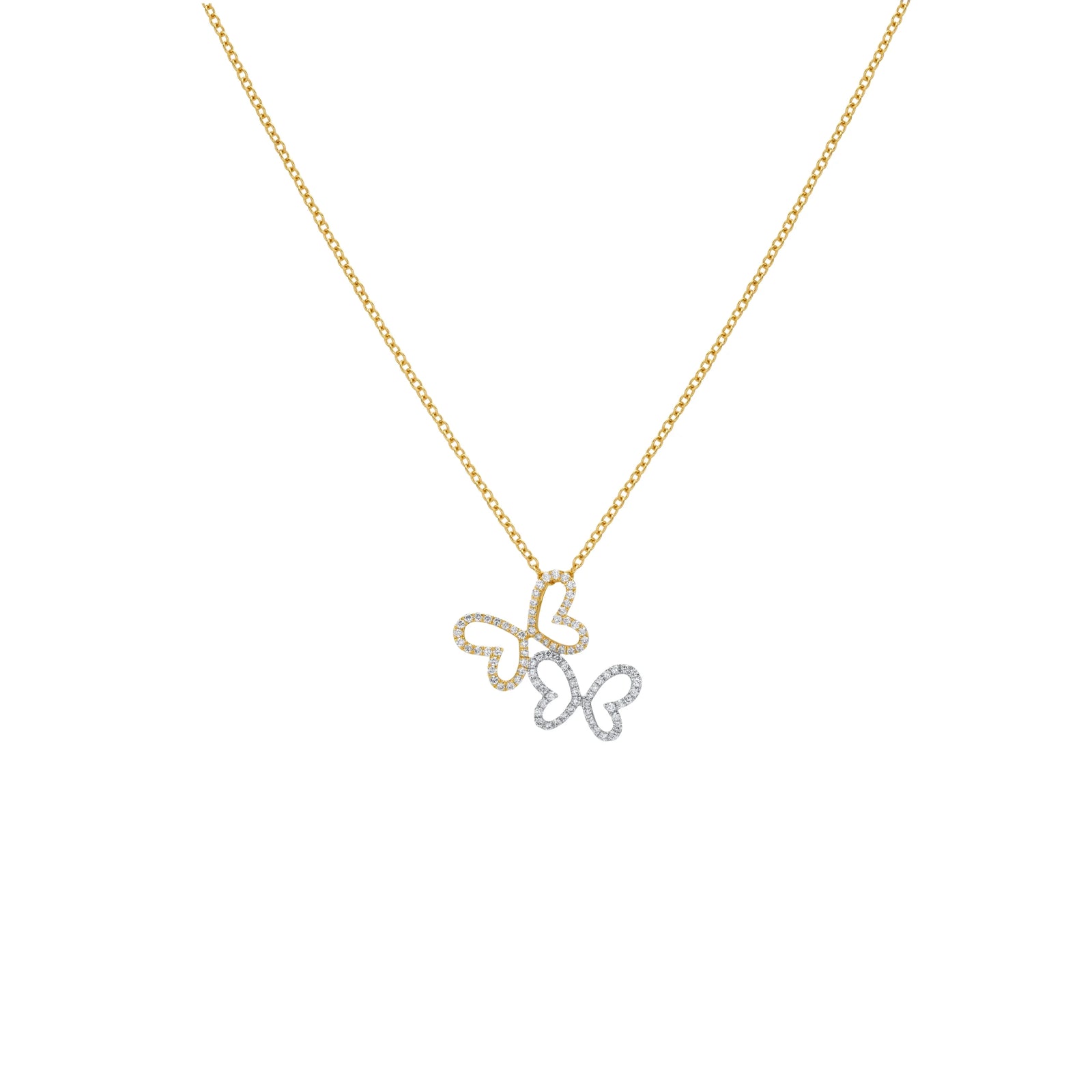 COLLAR MARIPOSAS DIAMANTES EN ORO BLANCO Y AMARILLO 18K - Image 1