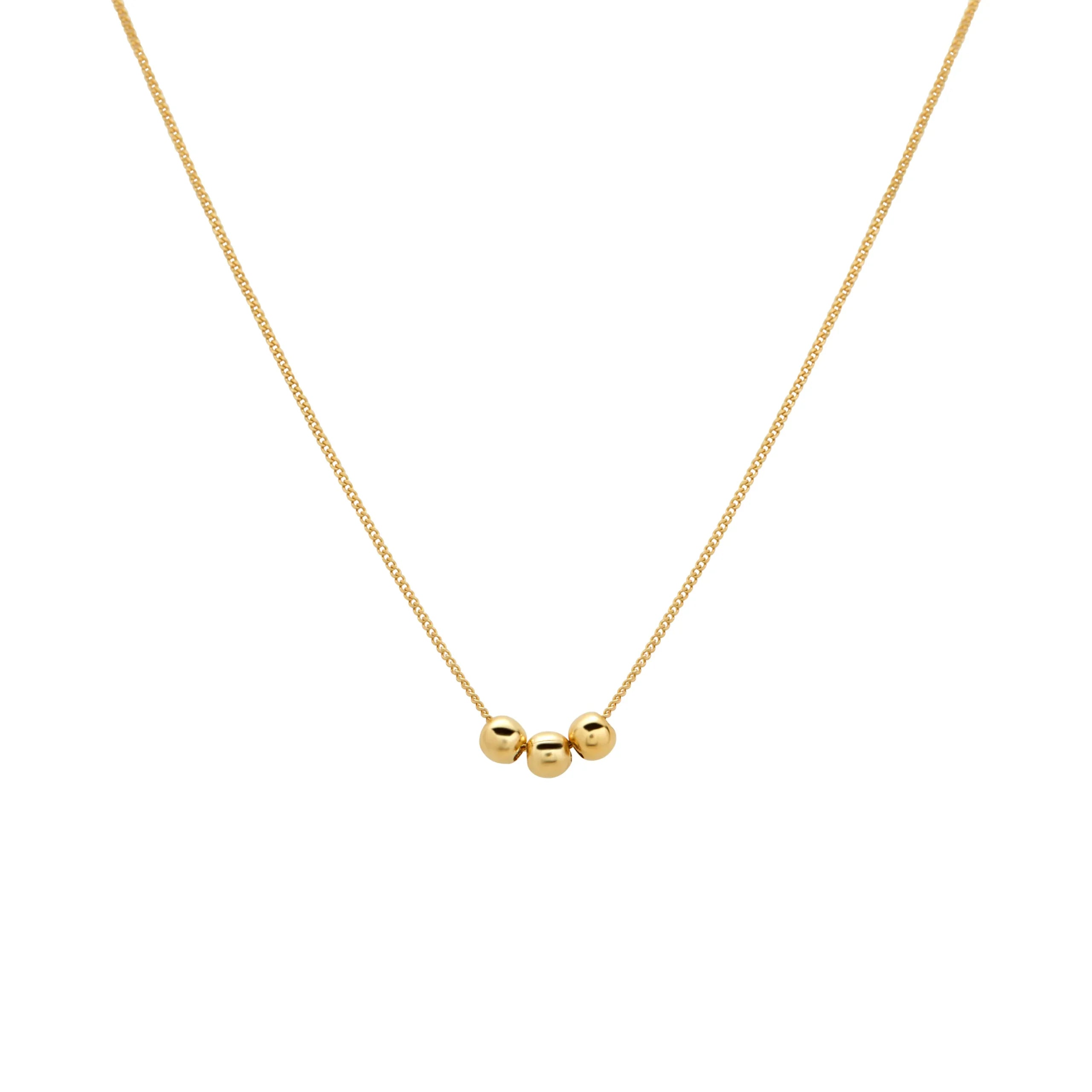 COLLAR BOLITA TRIPLE CADENA LOMO EN ORO 18K - Gallery 1