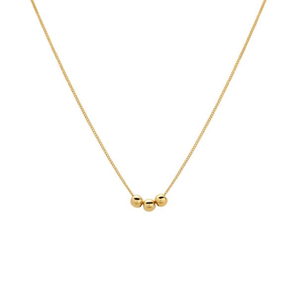 COLLAR BOLITA TRIPLE CADENA LOMO EN ORO 18K
