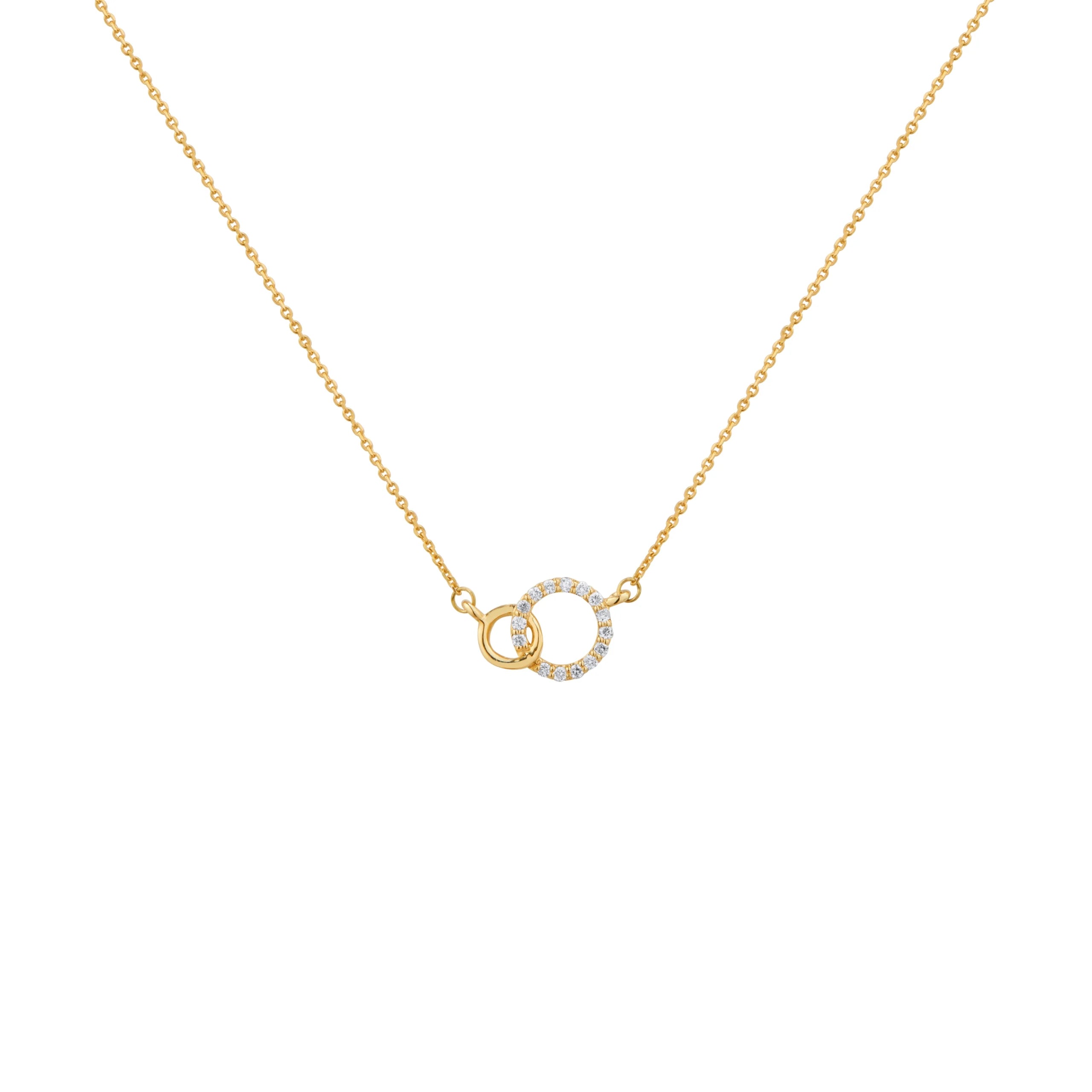 COLLAR DIAMANTES 2 AROS ENTRELAZADOS EN ORO 18K - Gallery 1