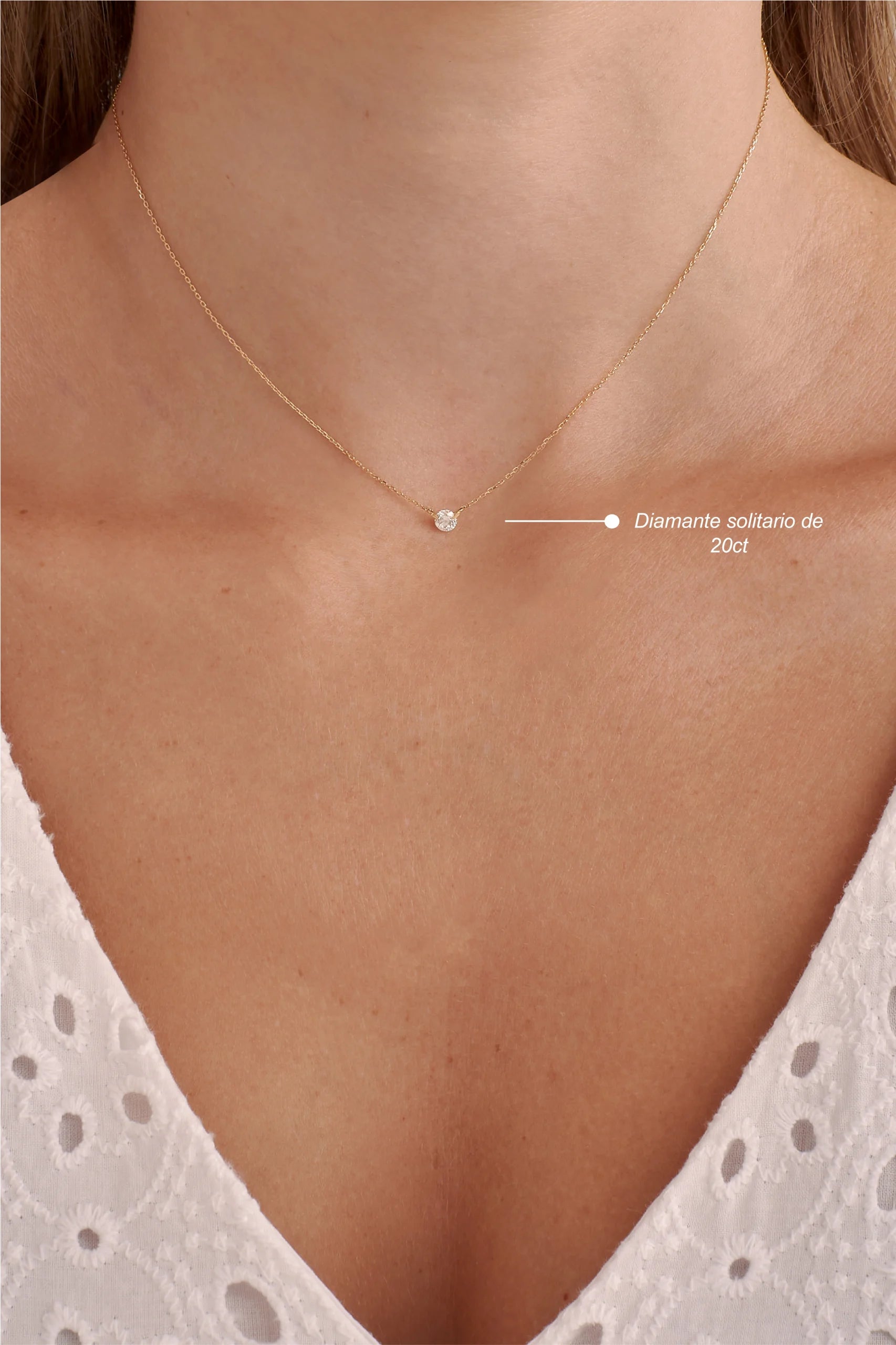 COLLAR PUNTO DE LUZ DIAMANTE SOLITARIO EN ORO 18K - Gallery 2