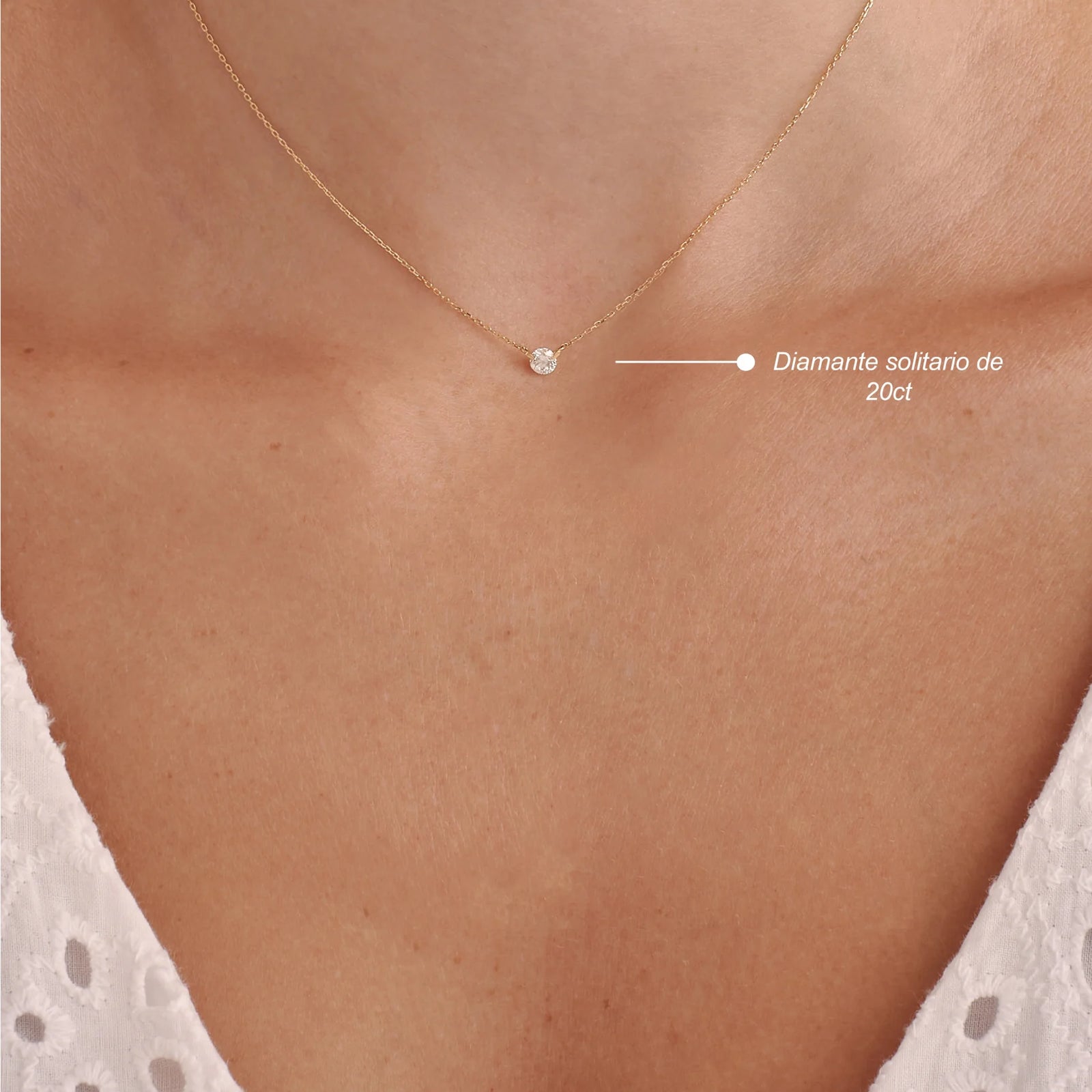 COLLAR PUNTO DE LUZ DIAMANTE SOLITARIO EN ORO 18K - Image 2