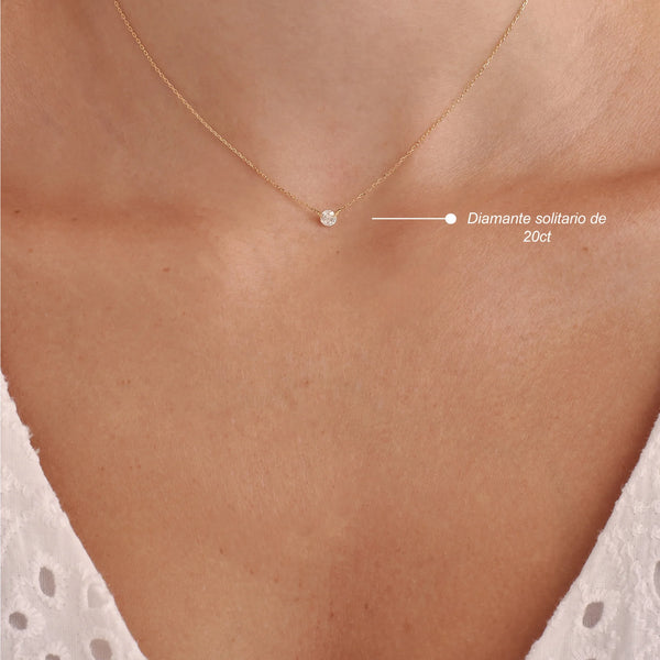COLLAR PUNTO DE LUZ DIAMANTE SOLITARIO EN ORO 18K - Secondary