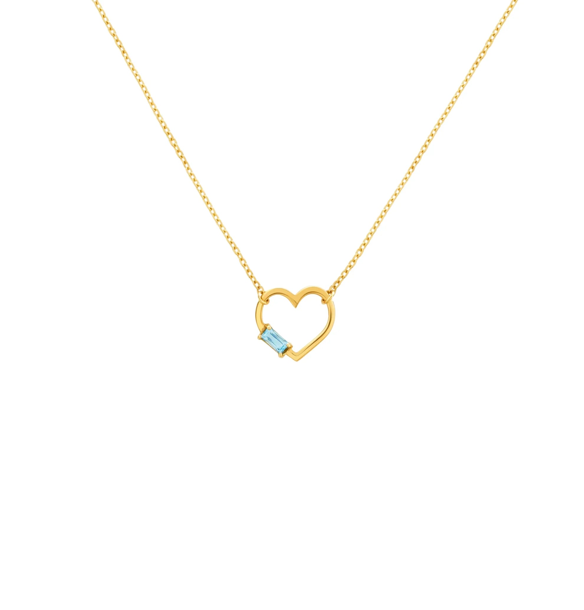 COLLAR CORAZÓN SILUETA CON TOPACIO EN ORO 18K - Gallery 1