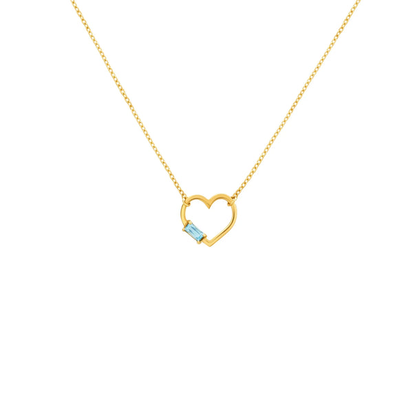 COLLAR CORAZÓN SILUETA CON TOPACIO EN ORO 18K
