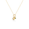 COLLAR ARO CON PLACA INICIAL M Y ESMERALDA EN ORO 18K