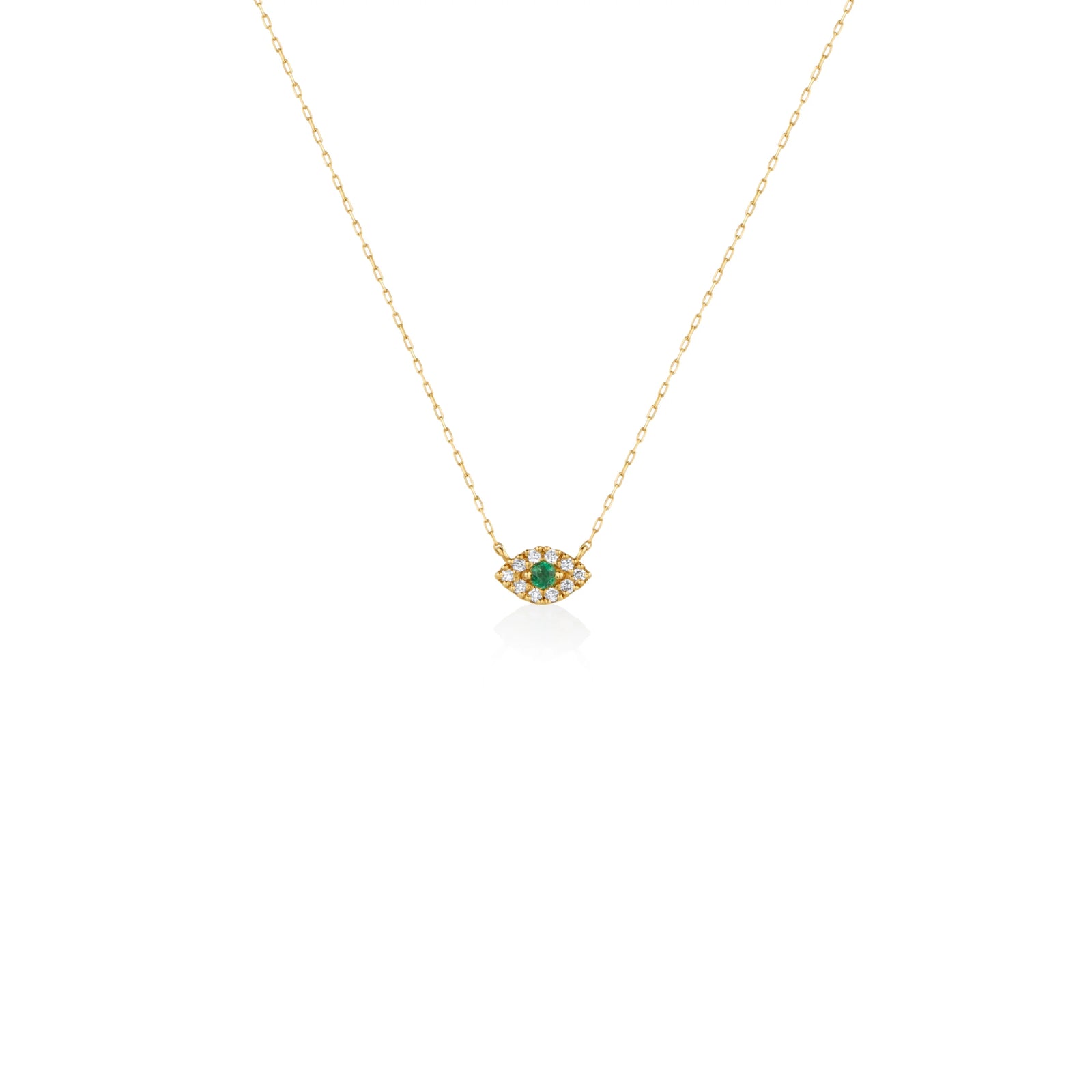 COLLAR OJO TURCO CON DIAMANTES Y ESMERALDA EN ORO 18K - Image 1