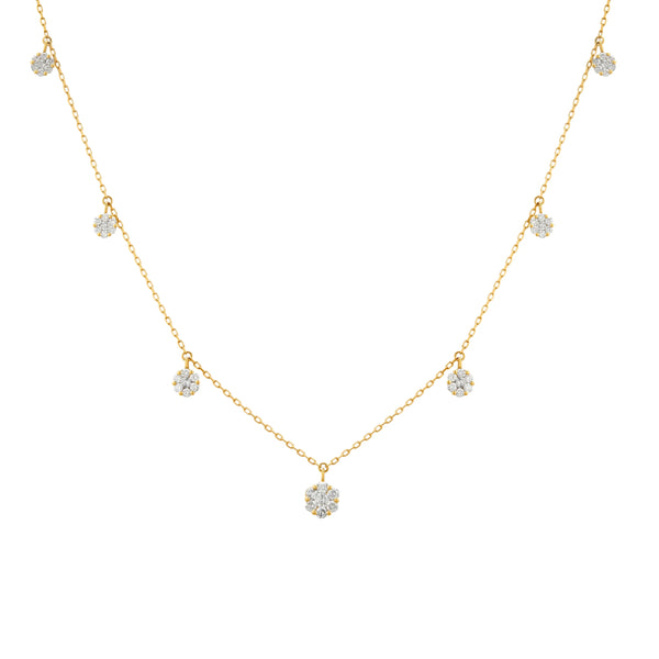 COLLAR DIAMANTES ROSETAS DEGRADÉ EN ORO 18K