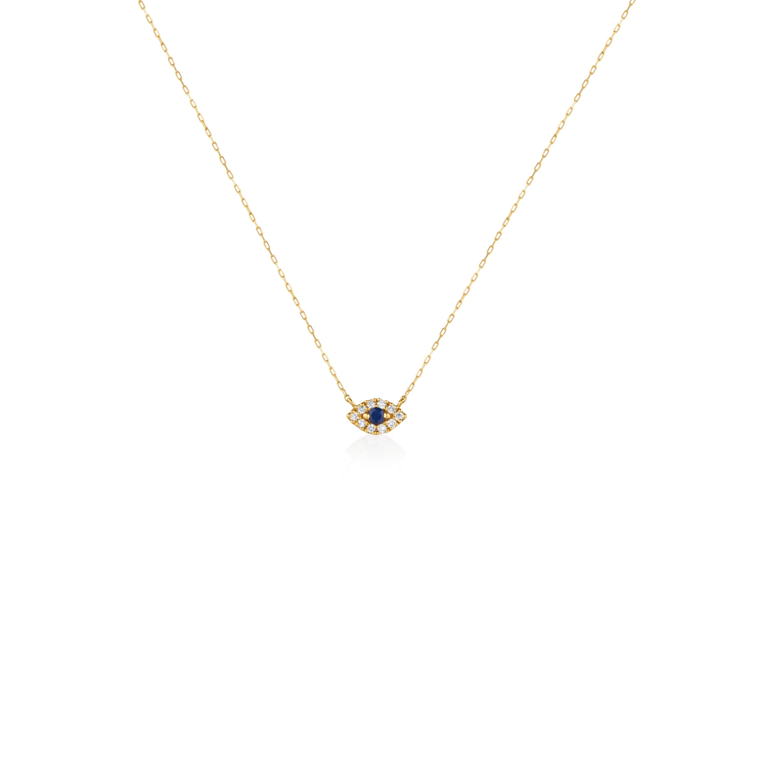 COLLAR OJO TURCO CON DIAMANTES Y ZAFIRO EN ORO 18K - Gallery 1