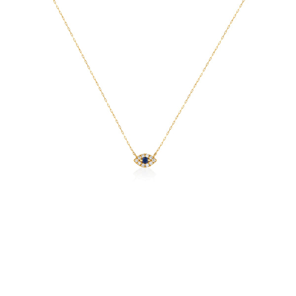 COLLAR OJO TURCO CON DIAMANTES Y ZAFIRO EN ORO 18K