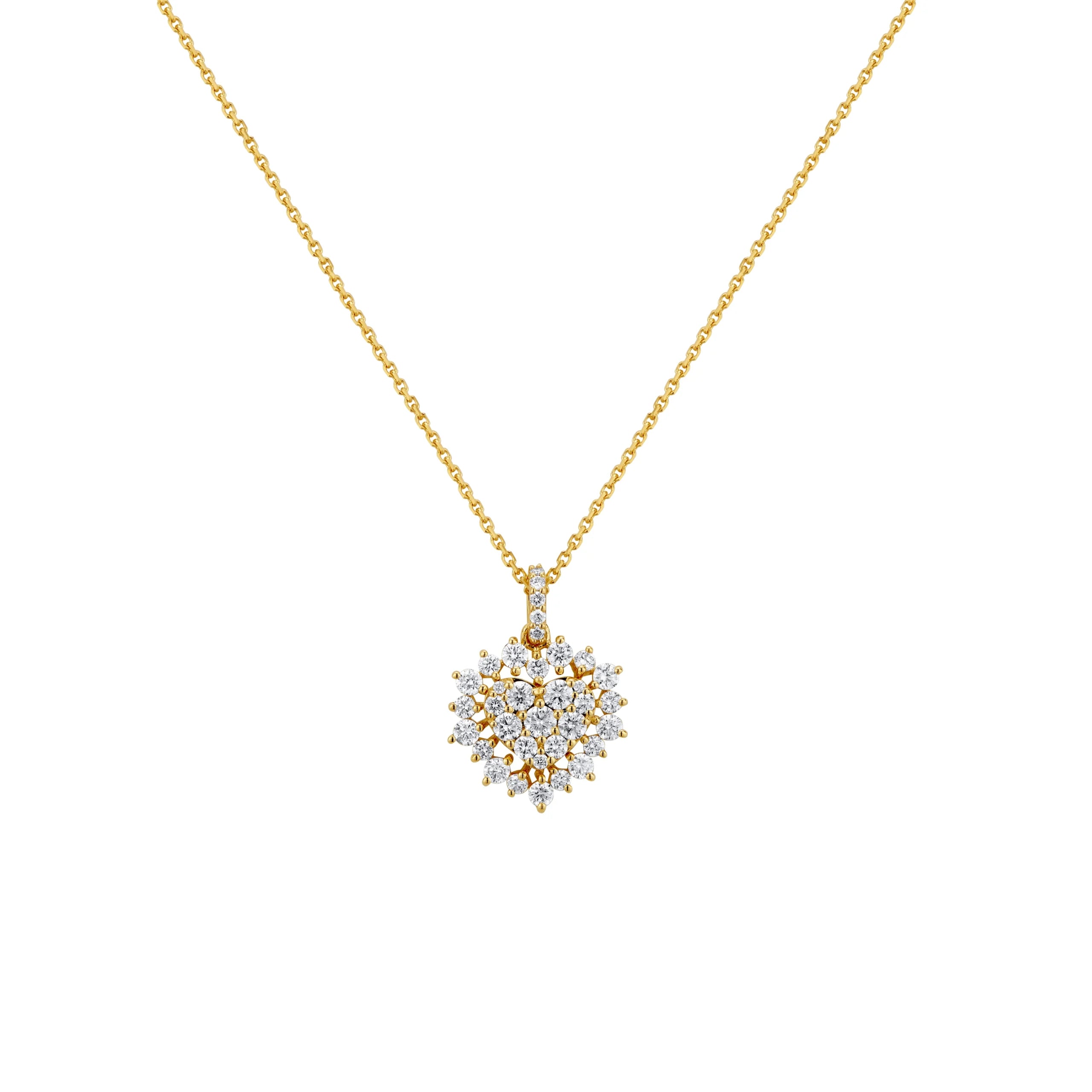 COLLAR CORAZÓN DIAMANTES Y HALO EN ORO 18K - Gallery 1