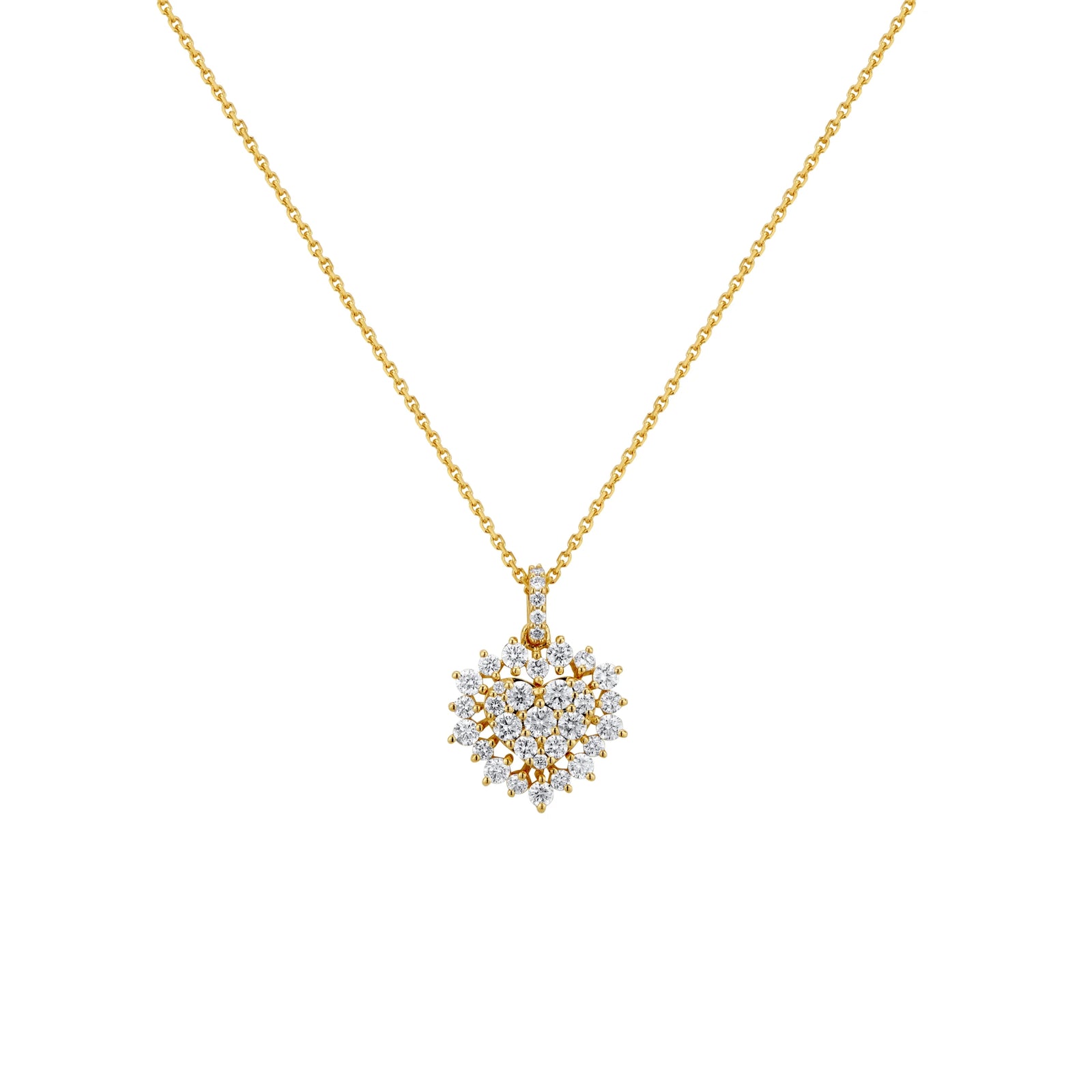 COLLAR CORAZÓN DIAMANTES Y HALO EN ORO 18K - Image 1
