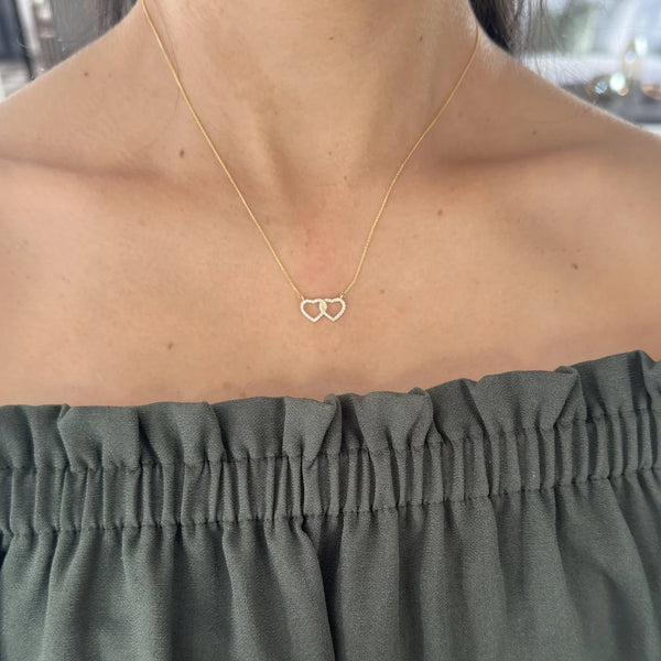 COLLAR CORAZONES CON DIAMANTES EN ORO 18K - Secondary