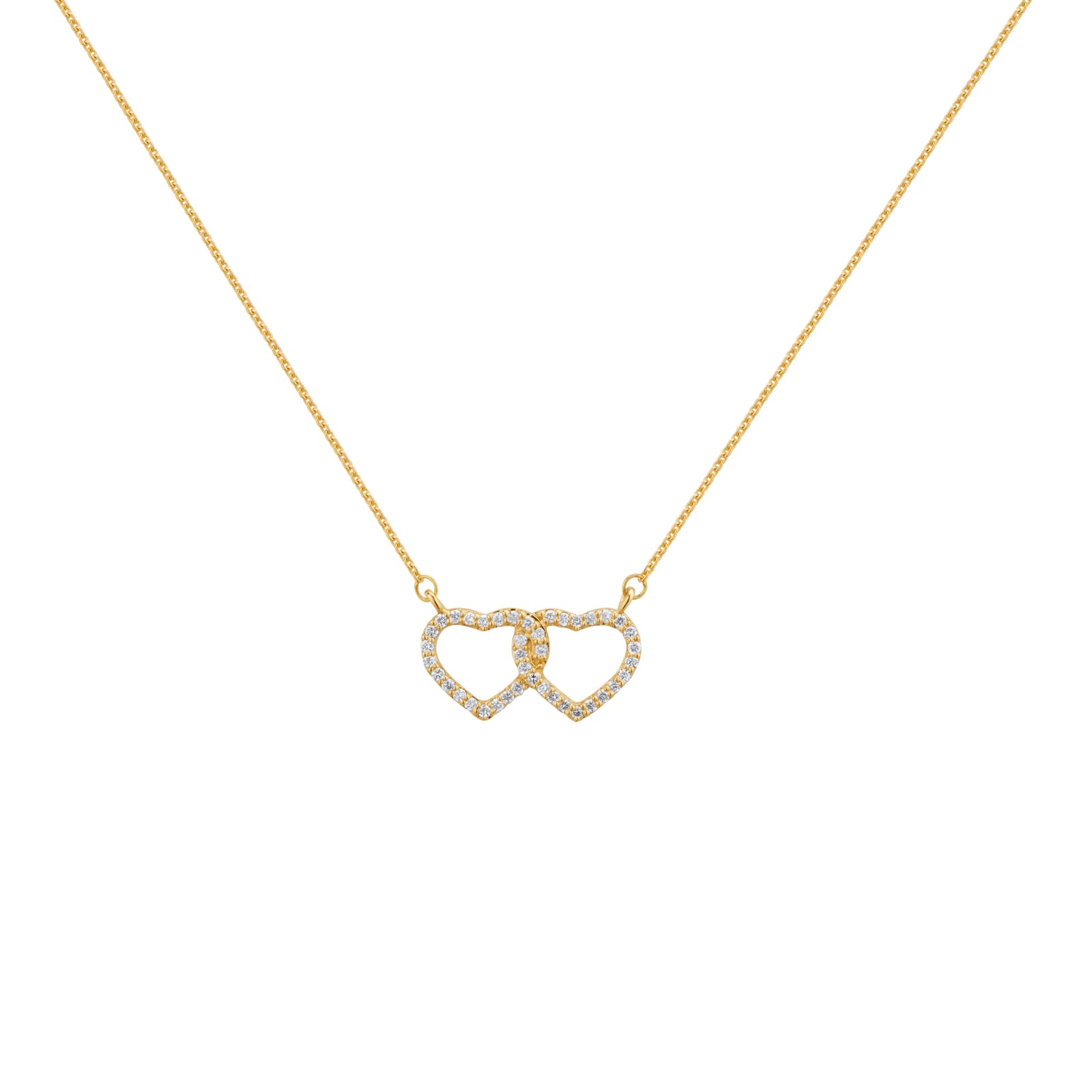 COLLAR CORAZONES CON DIAMANTES EN ORO 18K - Image 1
