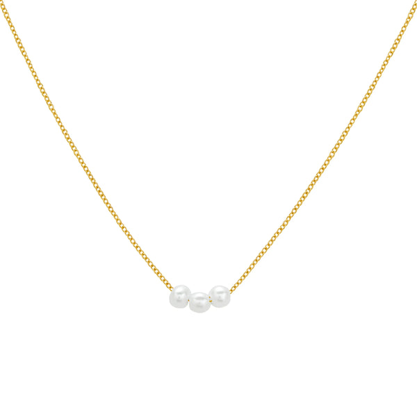 COLLAR PERLA TRIPLE EN ORO 18K