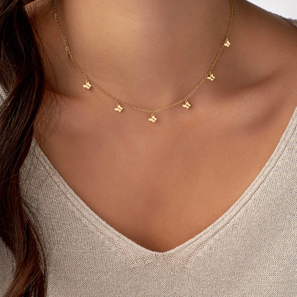 COLLAR MARIPOSAS COLGANTES EN ORO 18K - Secondary
