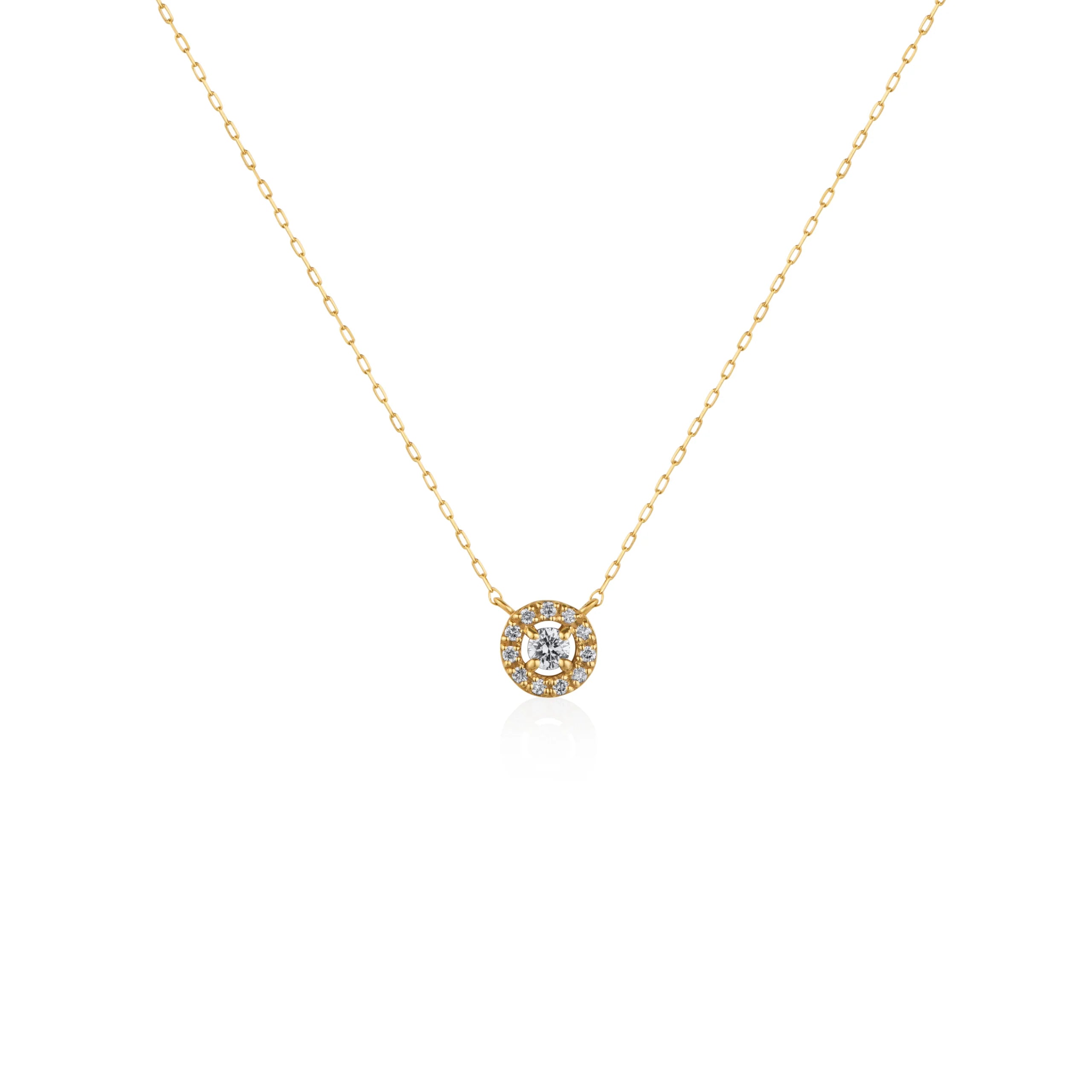 COLLAR DIAMANTE CON HALO DIAMANTES EN ORO 18K - Gallery 1