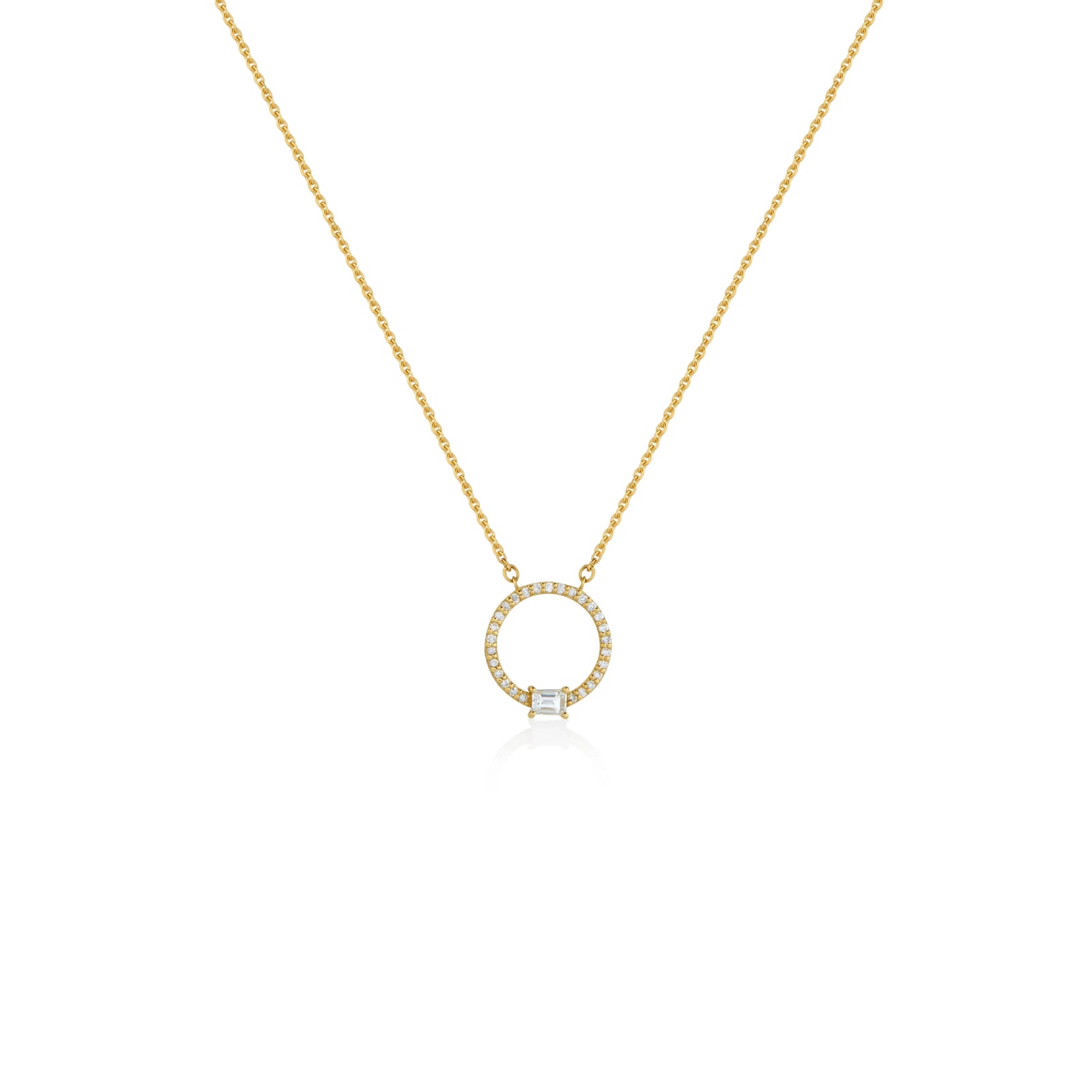 COLLAR KARMA CON DIAMANTE BAGUETTE Y DIAMANTES EN ORO 18K - Image 1