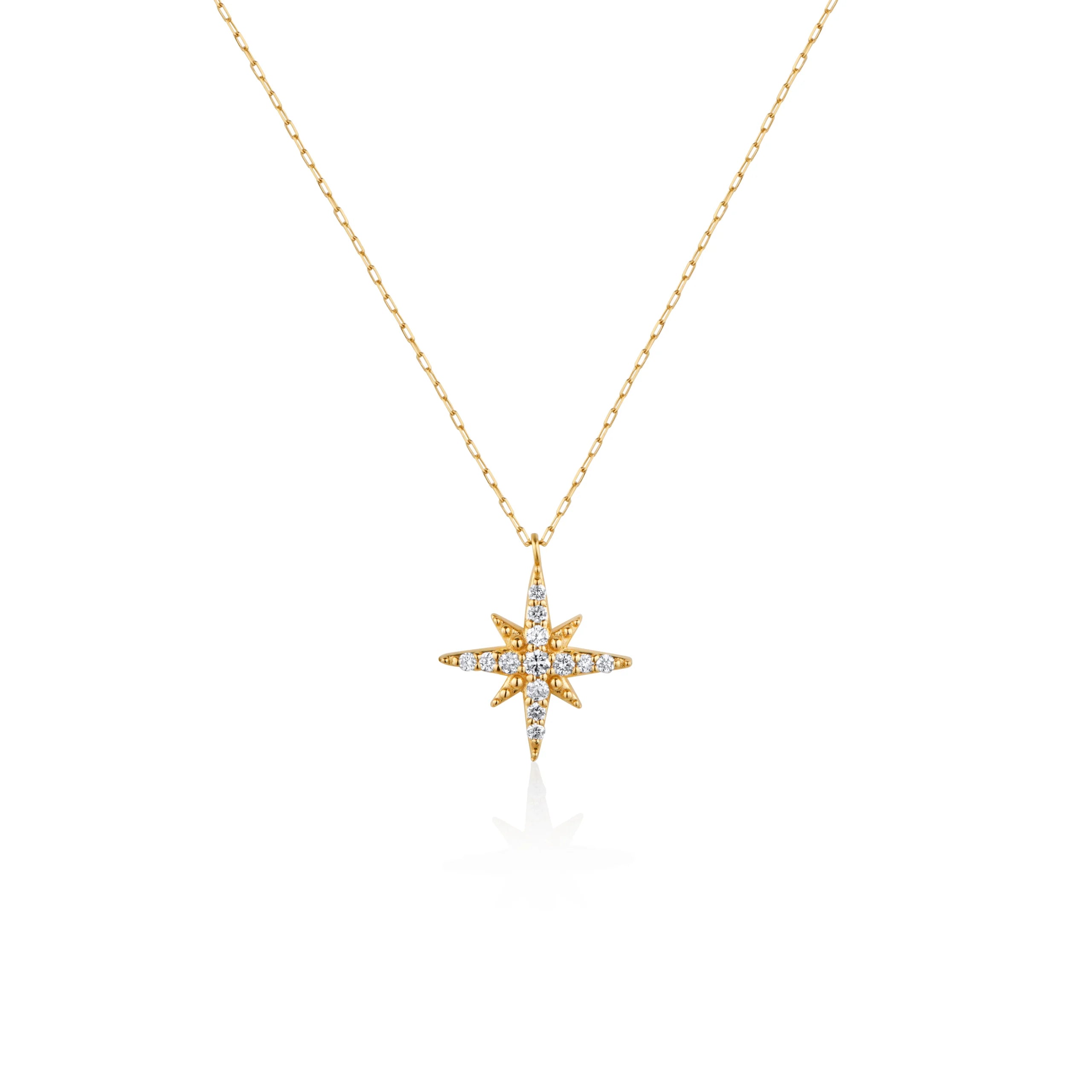 COLLAR ESTRELLA 8 PUNTAS DIAMANTES 0.10CT EN ORO 18K - Gallery 1