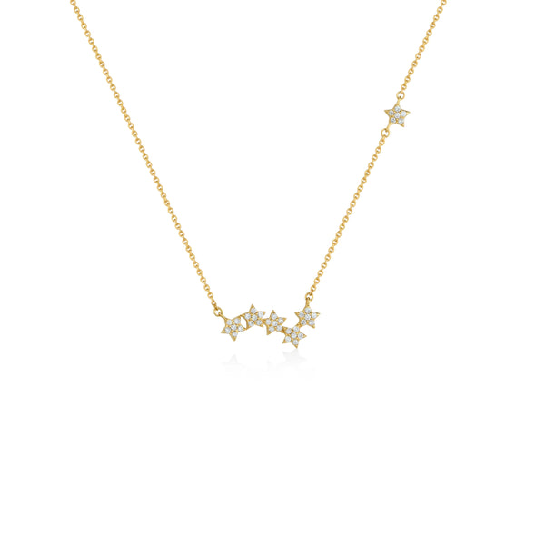 COLLAR ESTRELLAS EN ZIGZAG DIAMANTES EN ORO 18K