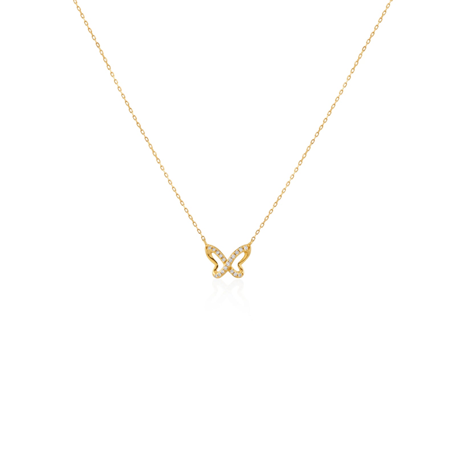 COLLAR MARIPOSA CRUZADA DIAMANTES 0.05CT EN ORO 18K - Image 1