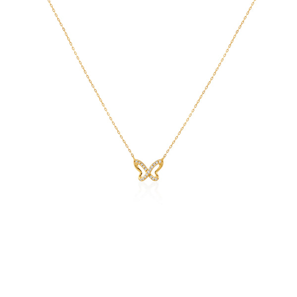 COLLAR MARIPOSA CRUZADA DIAMANTES 0.05CT EN ORO 18K