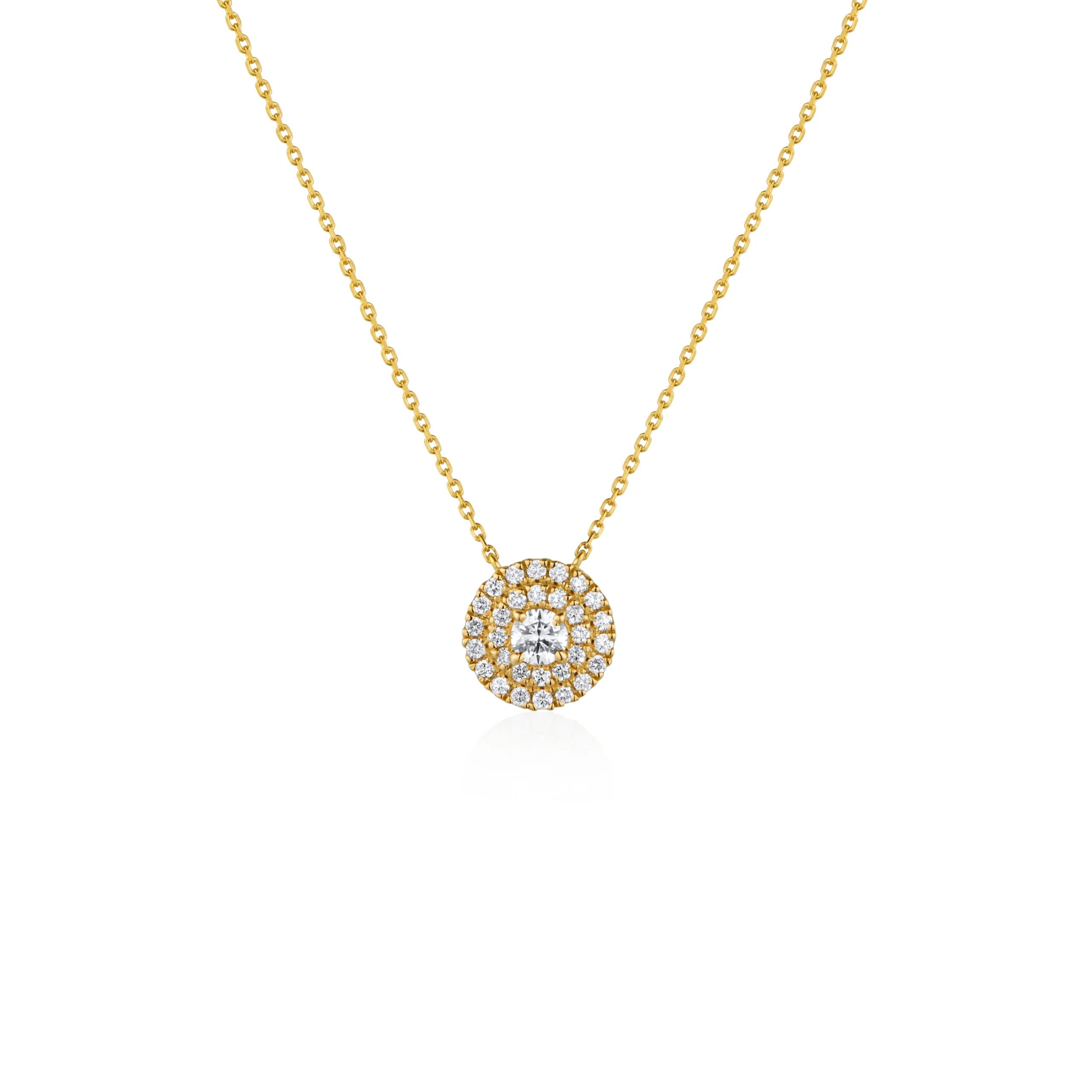 COLLAR DIAMANTE CON HALO DOBLE DIAMANTES EN ORO 18K - Gallery 1