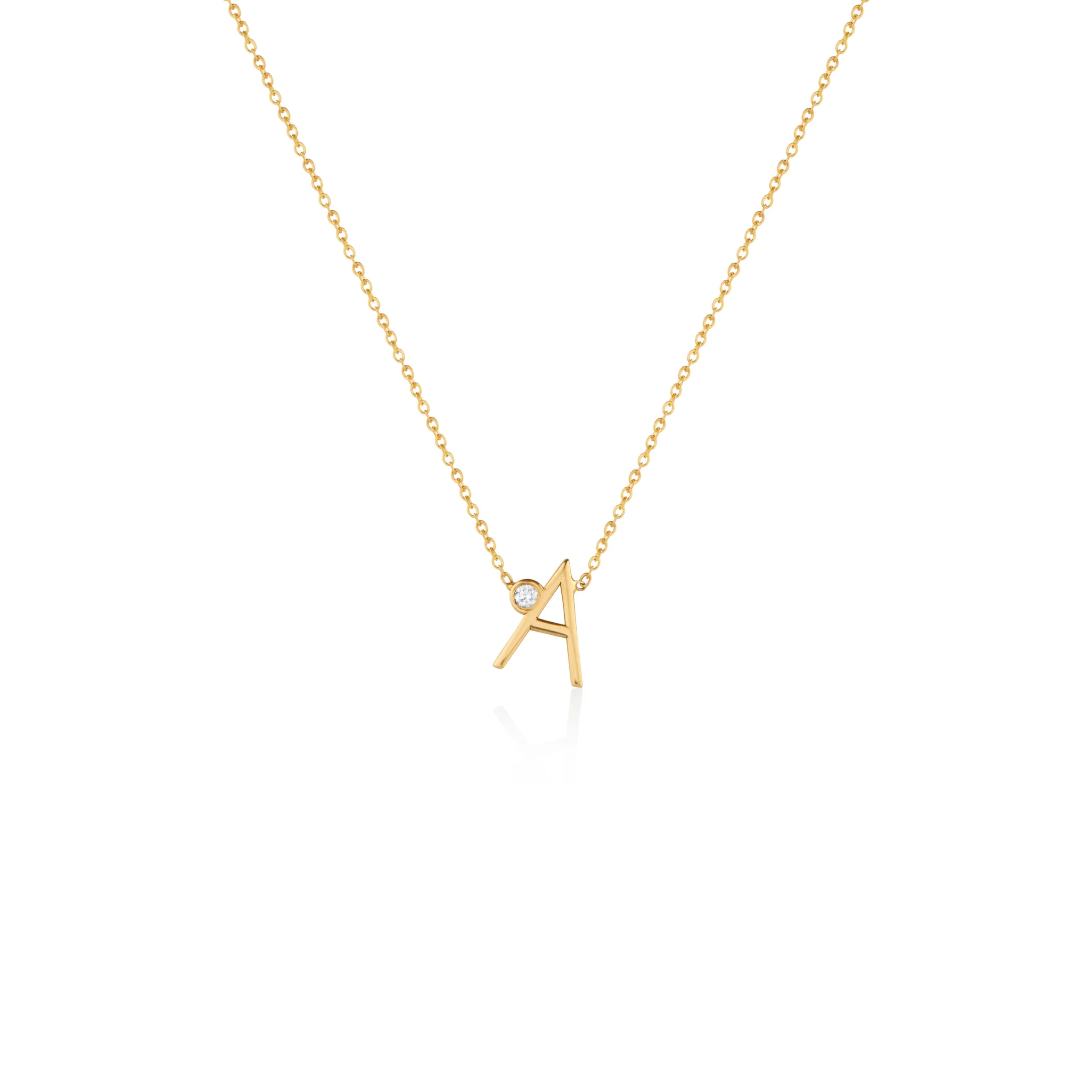 COLLAR INICIAL CON DIAMANTE EN ORO 18K - Gallery 1