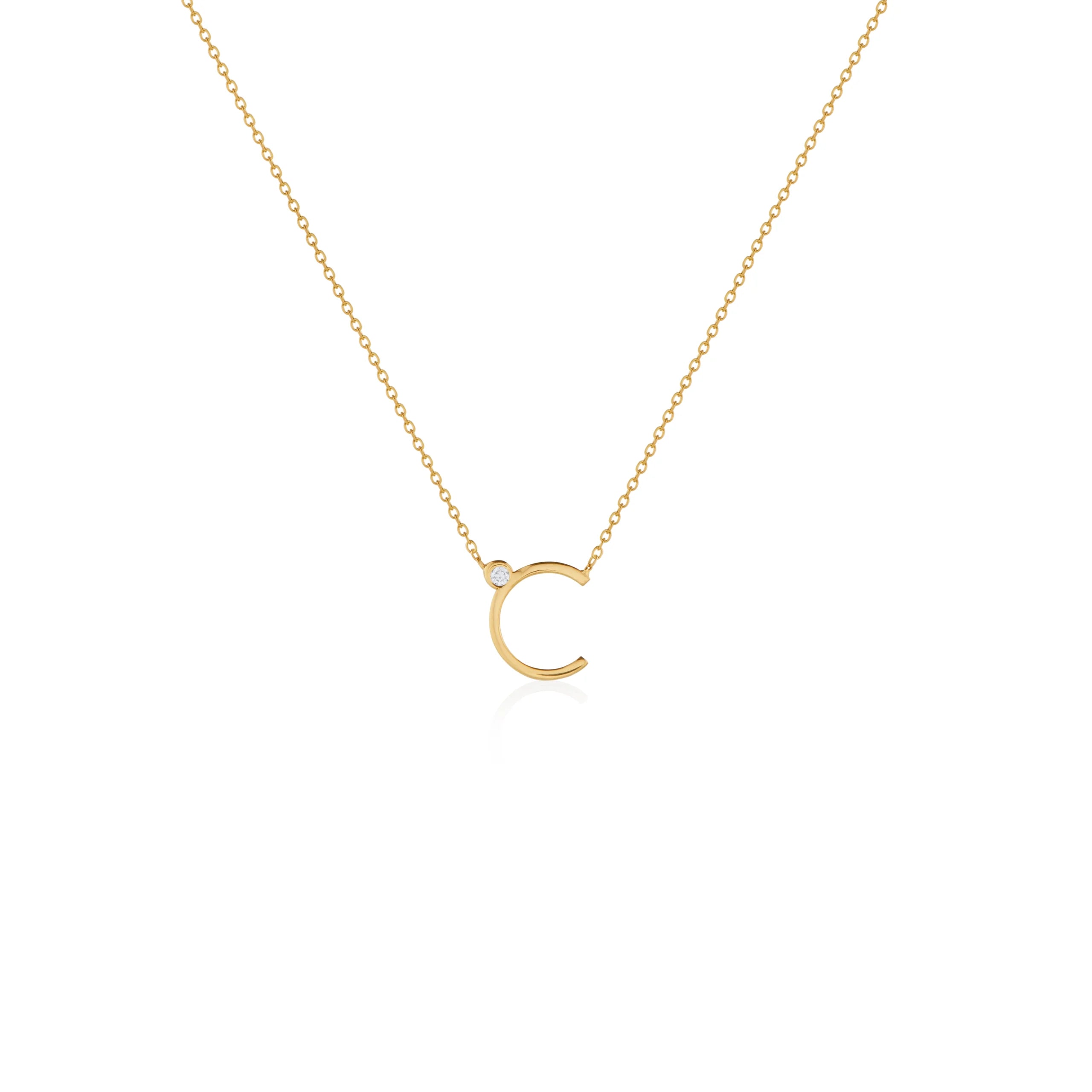COLLAR INICIAL CON DIAMANTE EN ORO 18K - Gallery 7