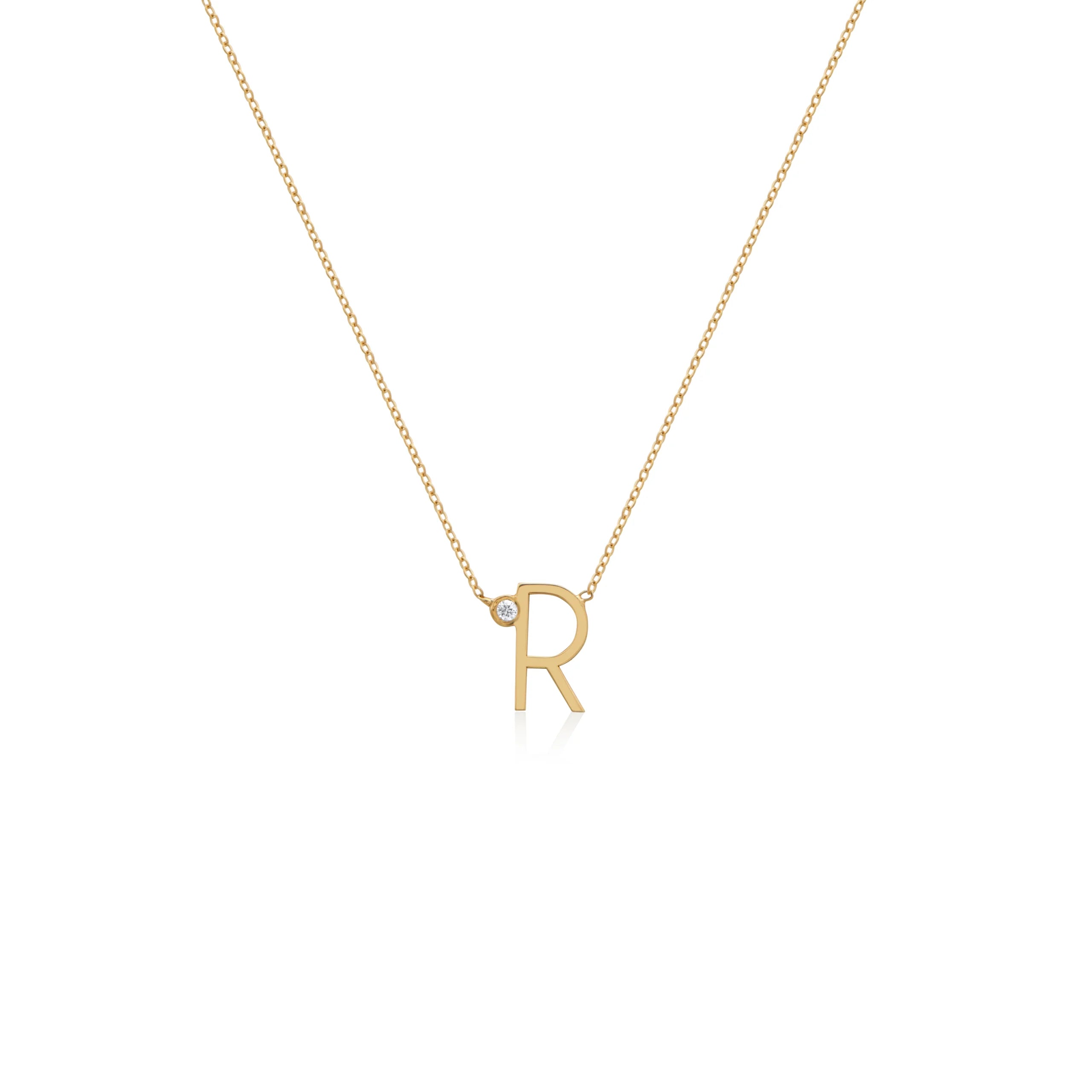 COLLAR INICIAL CON DIAMANTE EN ORO 18K - Gallery 3