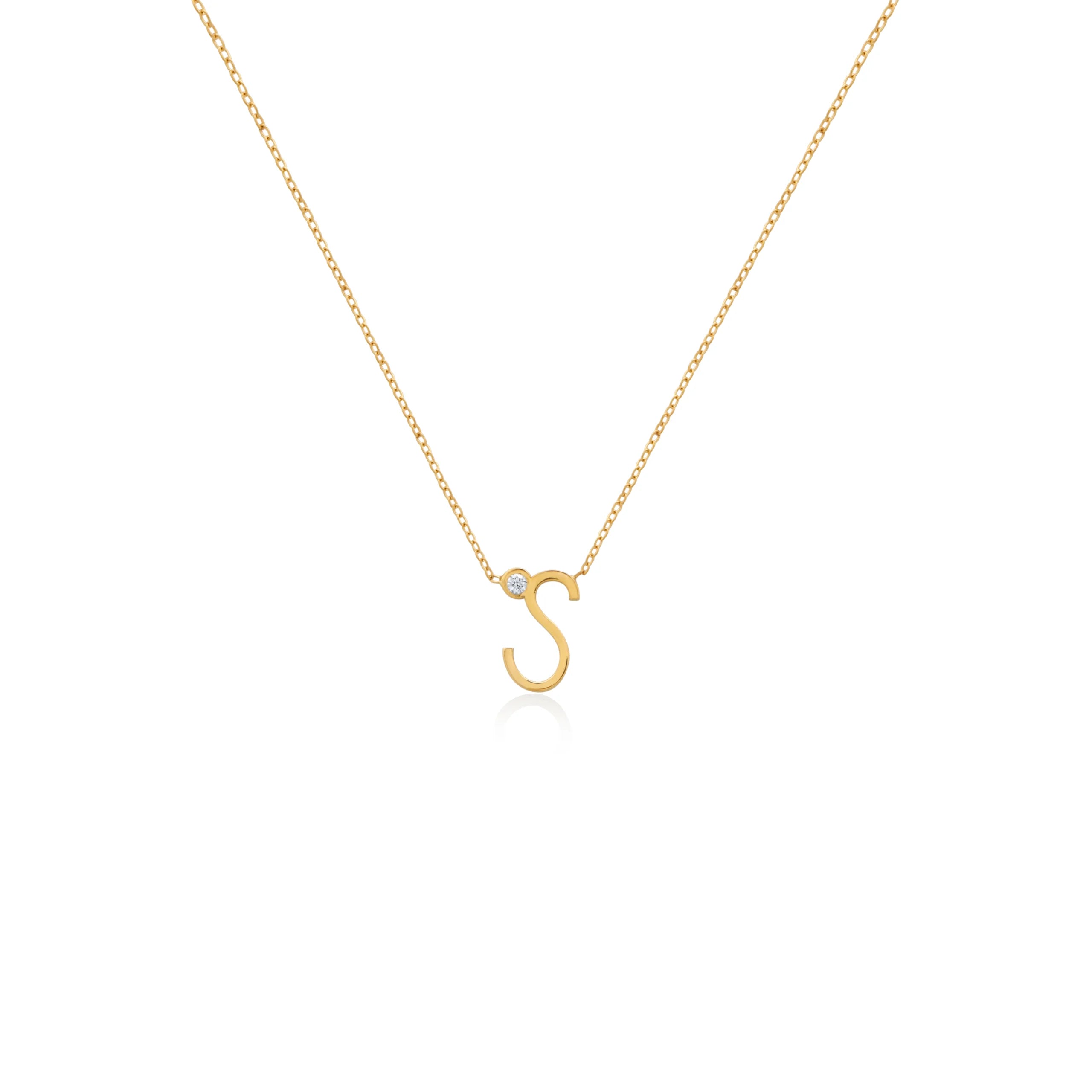 COLLAR INICIAL CON DIAMANTE EN ORO 18K - Gallery 2