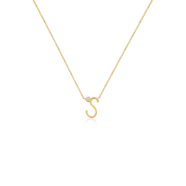 COLLAR INICIAL CON DIAMANTE EN ORO 18K - Secondary