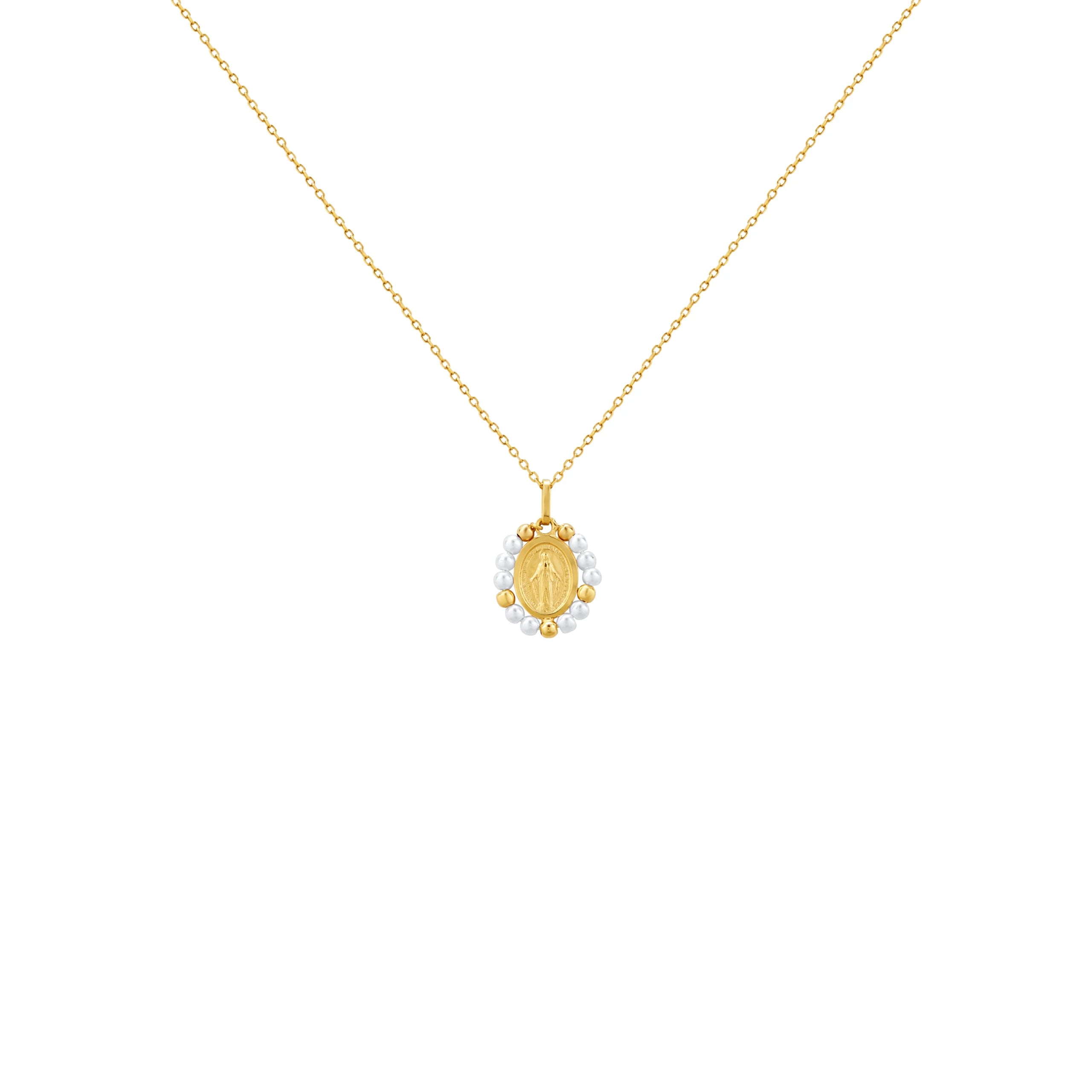 COLLAR VIRGEN DE LA MEDALLA MILAGROSA EN ORO 14K - Gallery 1