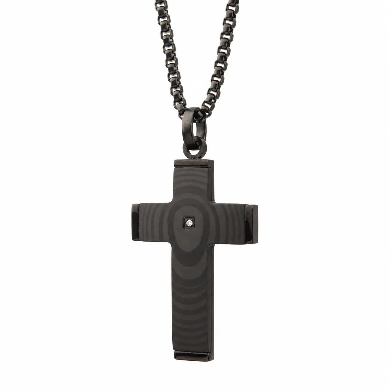 COLLAR CRUZ DE ACERO INOXIDABLE NEGRO MATE - Image 1