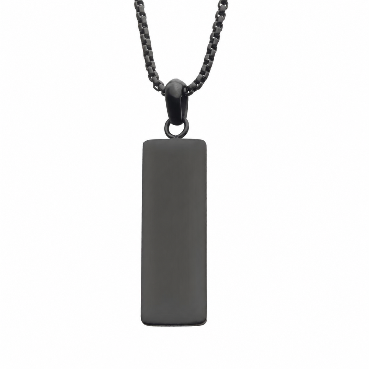 COLLAR PLACA RECTANGULAR DE ACERO INOXIDABLE NEGRO MATE - Gallery 1