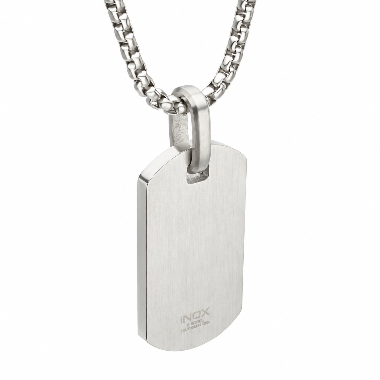 COLLAR PLACA MILITAR DE ACERO INOXIDABLE CON ESPINELAS NEGRAS - Image 3