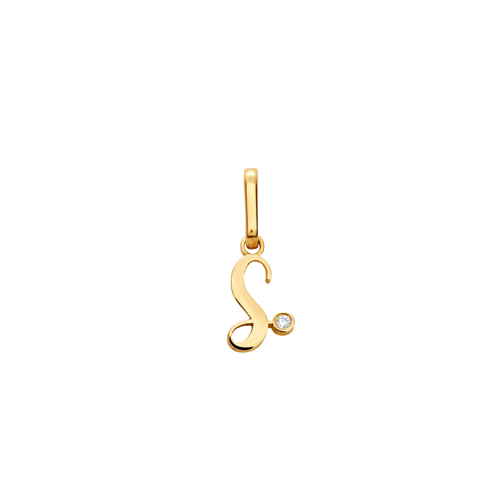 DIJE INICIAL CURSIVA CON DIAMANTE EN ORO 18K - Image 16