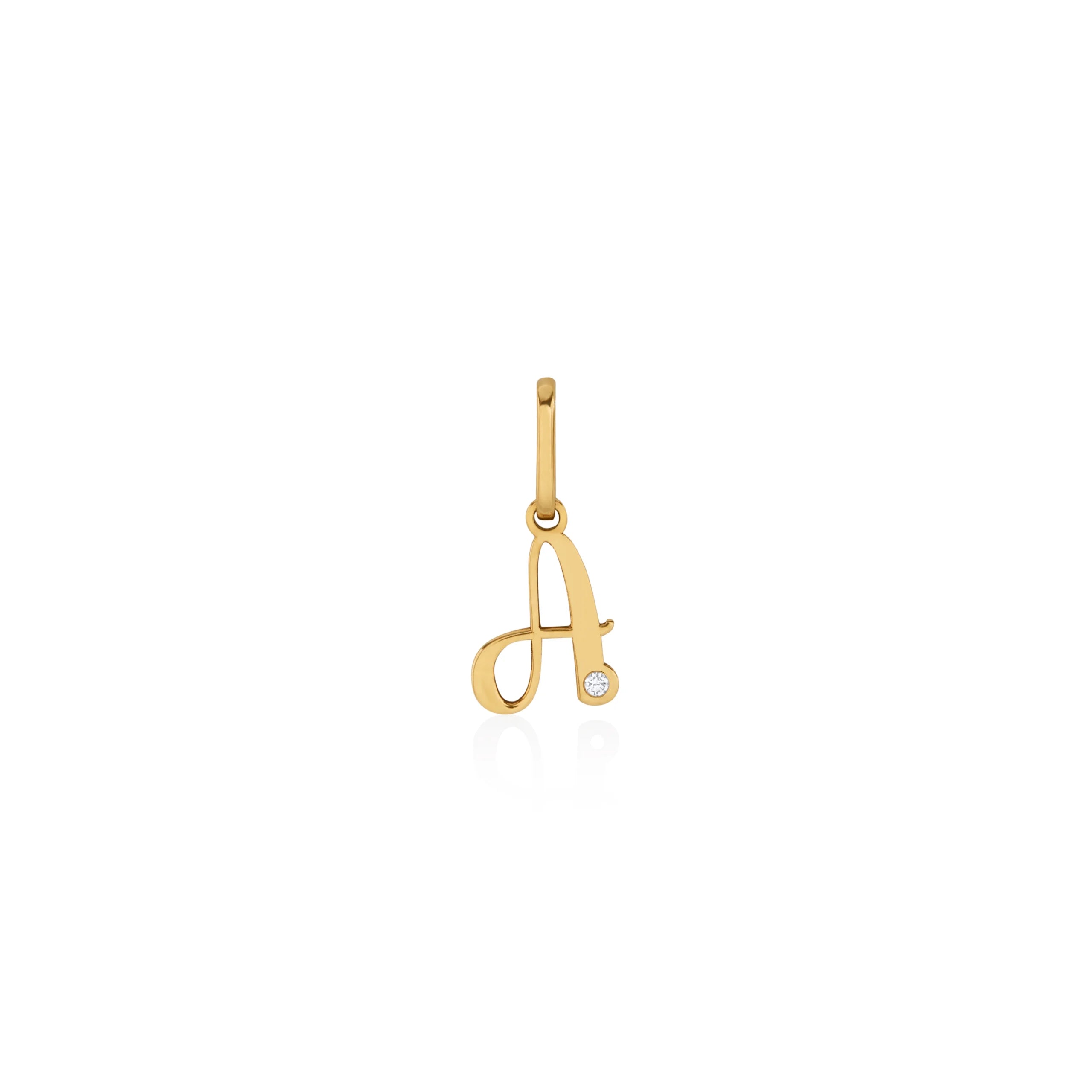 DIJE INICIAL CURSIVA CON DIAMANTE EN ORO 18K - Gallery 1