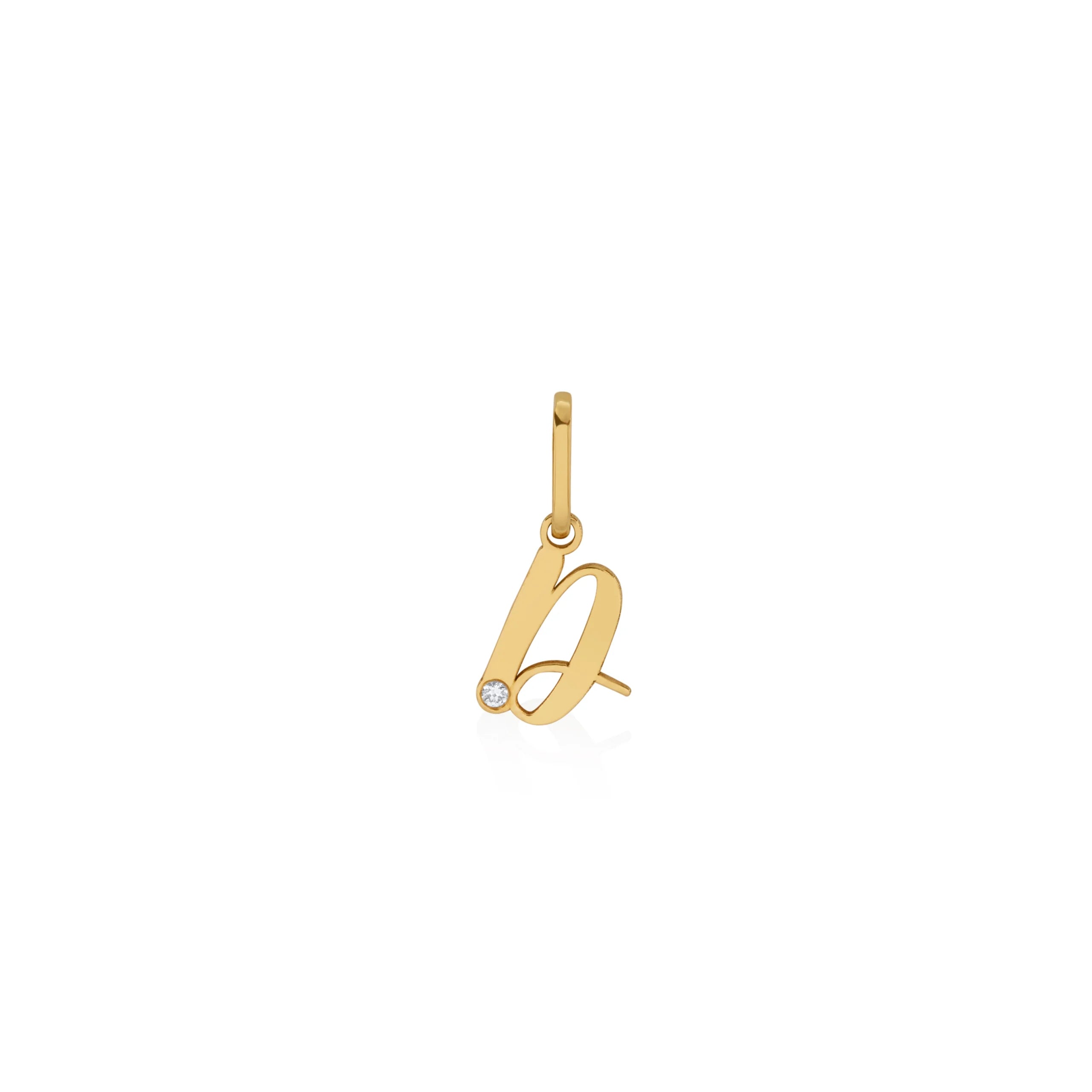 DIJE INICIAL CURSIVA CON DIAMANTE EN ORO 18K - Gallery 6