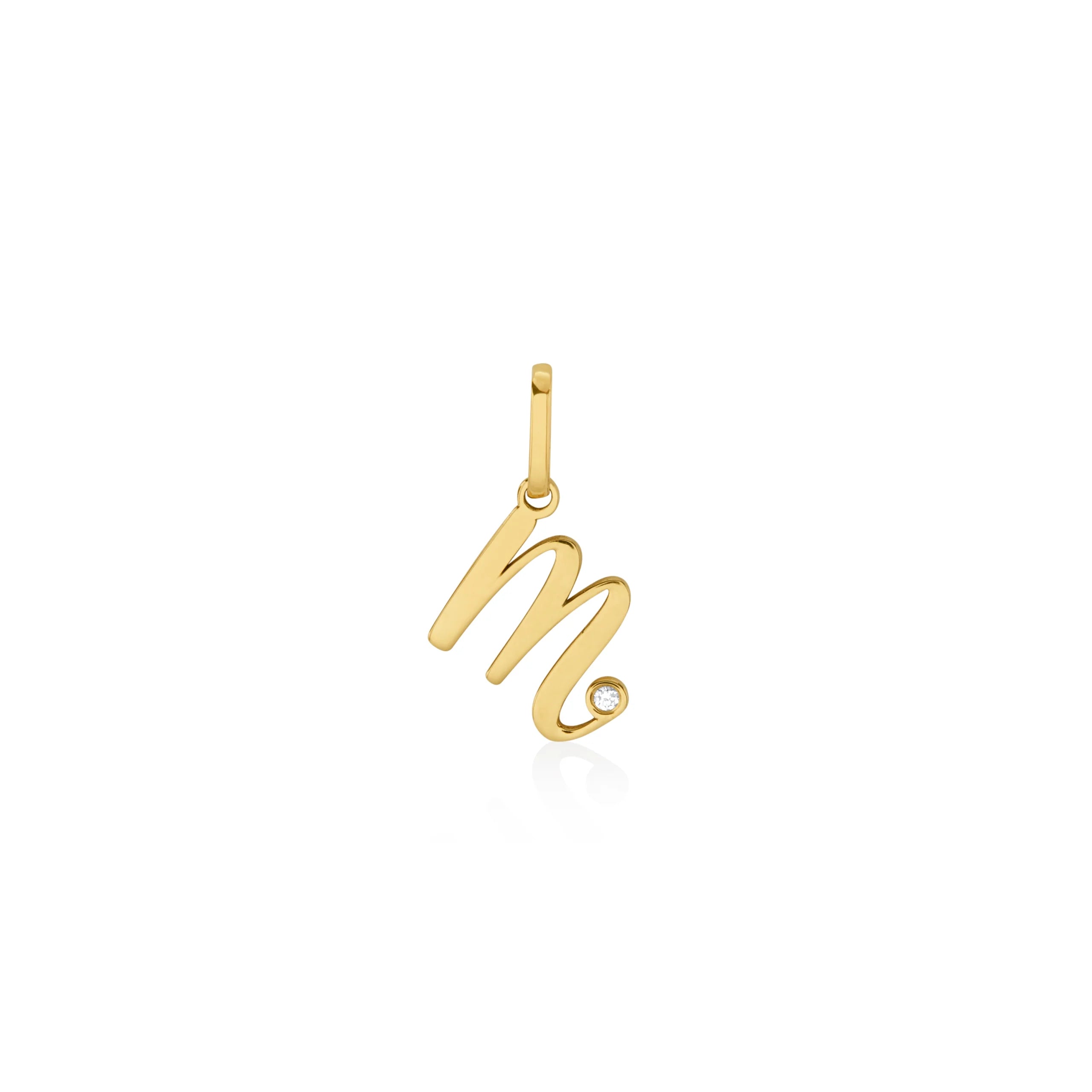 DIJE INICIAL CURSIVA CON DIAMANTE EN ORO 18K - Gallery 13
