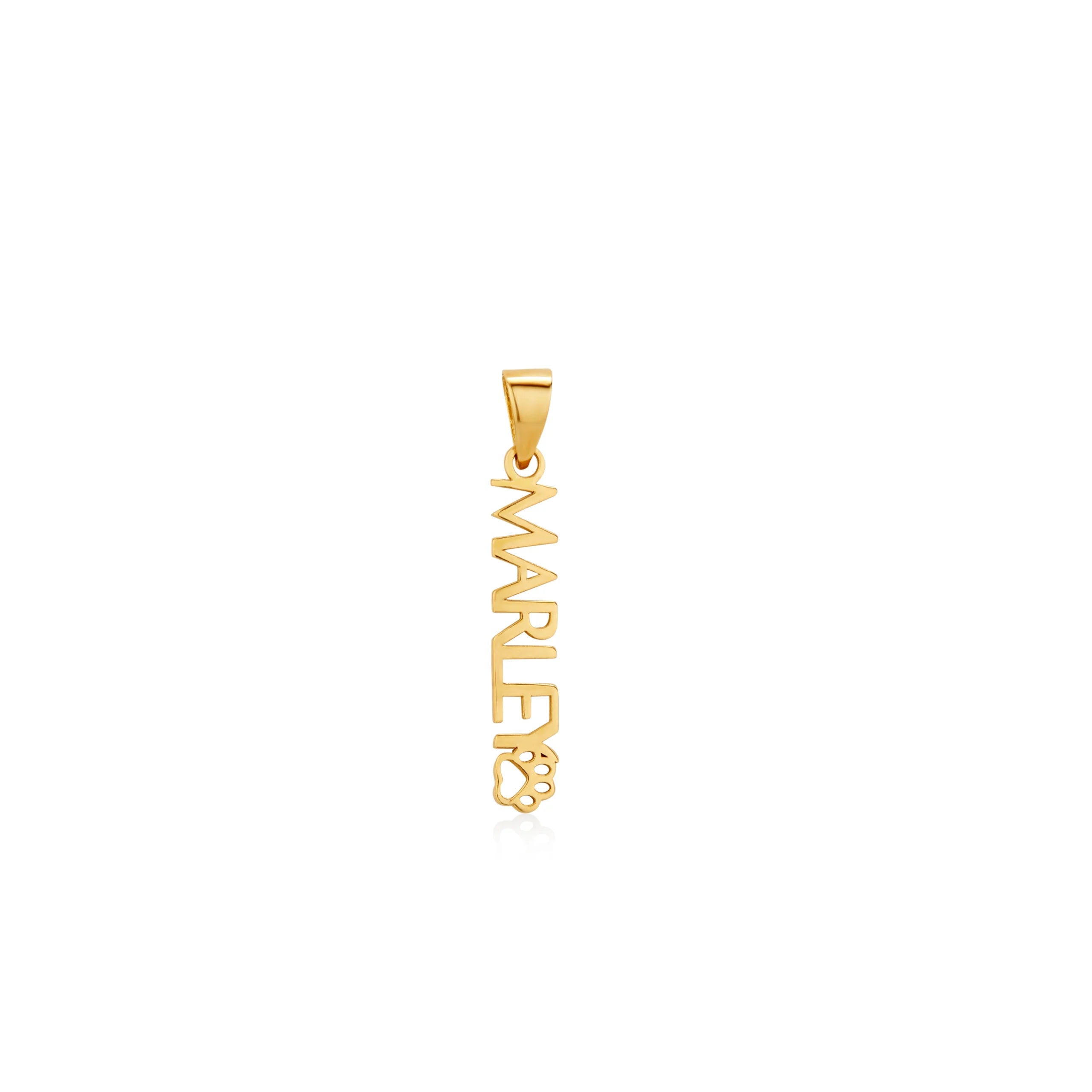 DIJE PERSONALIZABLE NOMBRE VERTICAL CON HUELLA EN ORO 18K - Gallery 1