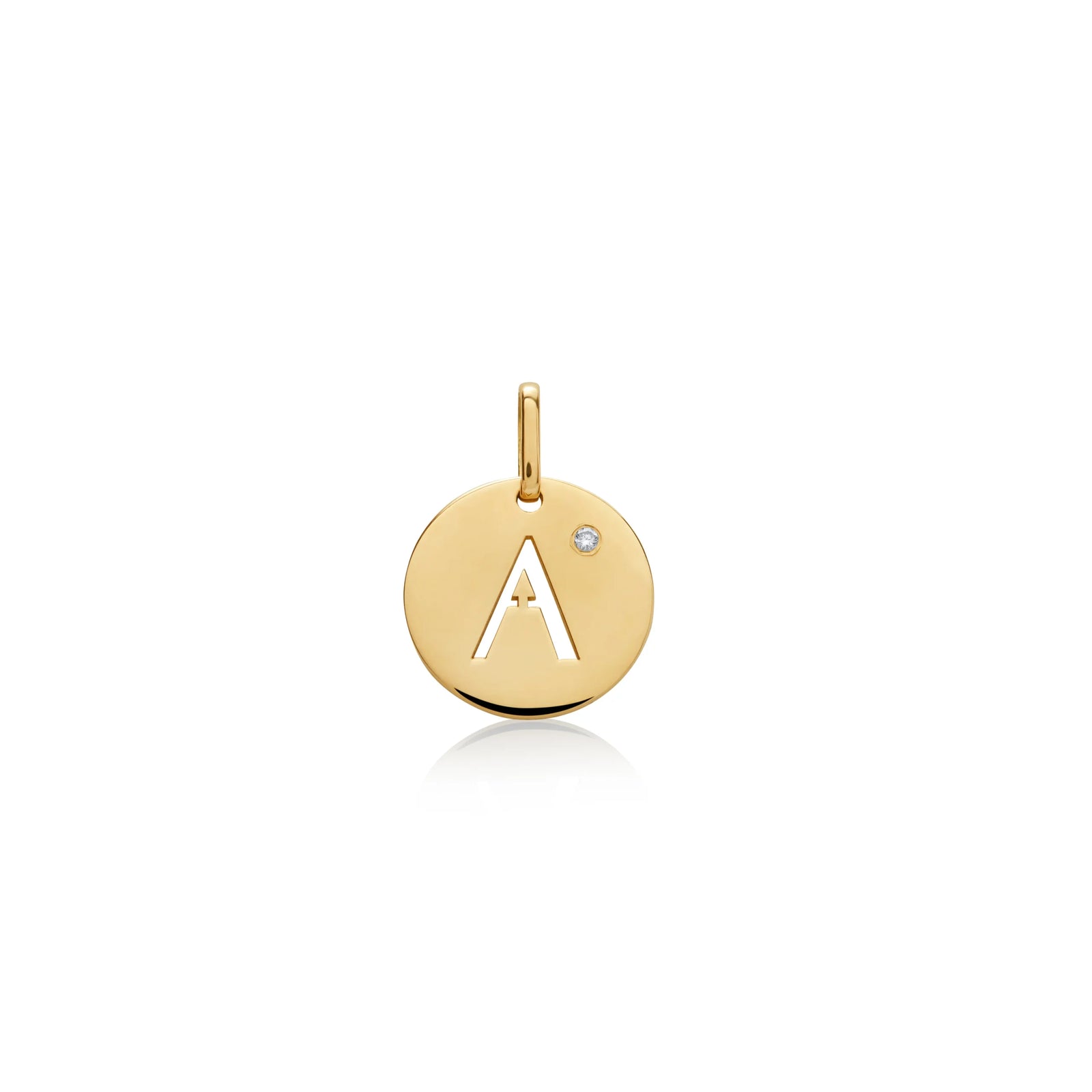 DIJE PLACA CON INICIAL Y DIAMANTE EN ORO 18K - Image 1