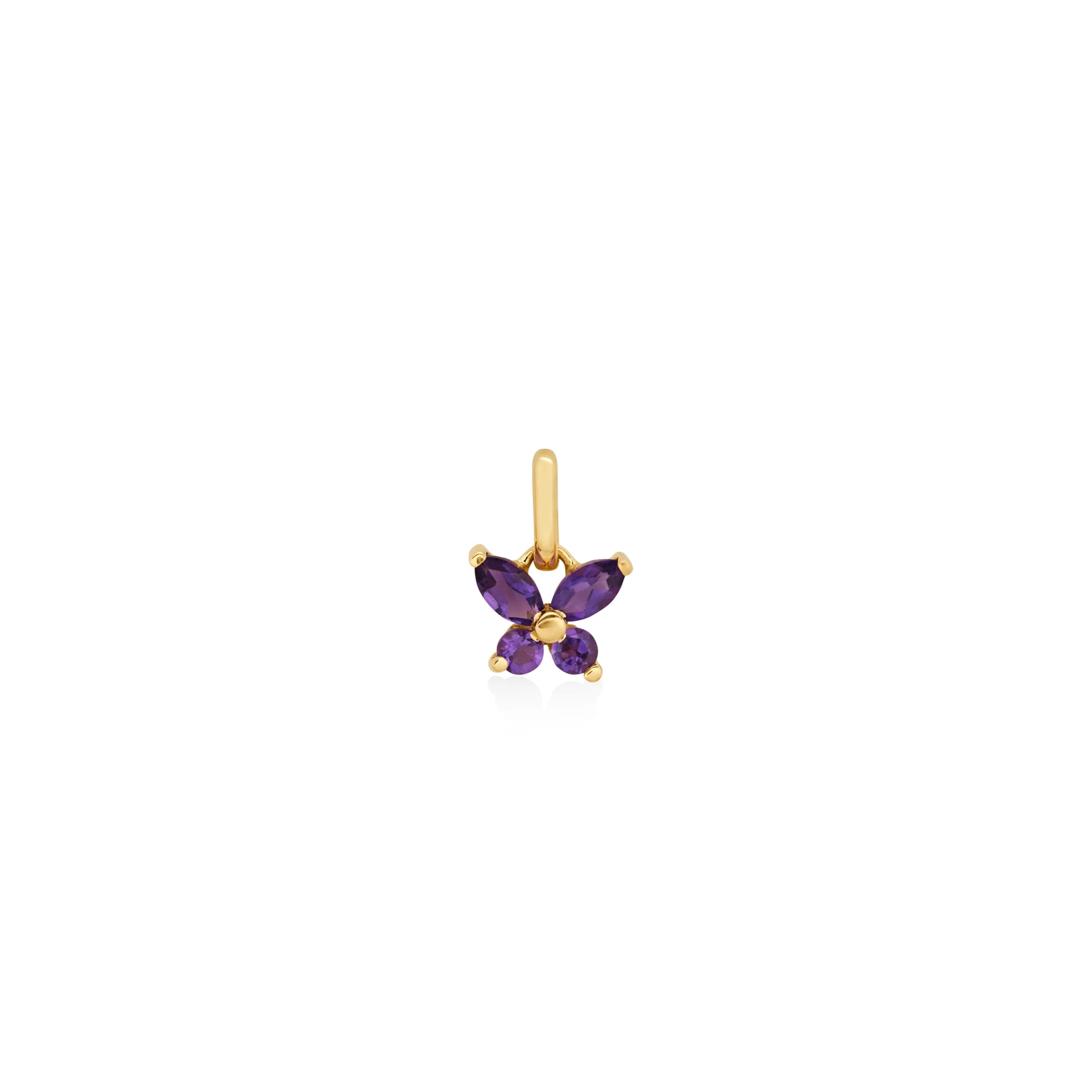 DIJE MARIPOSA CON PIEDRAS AMATISTA EN ORO 18K - Gallery 1