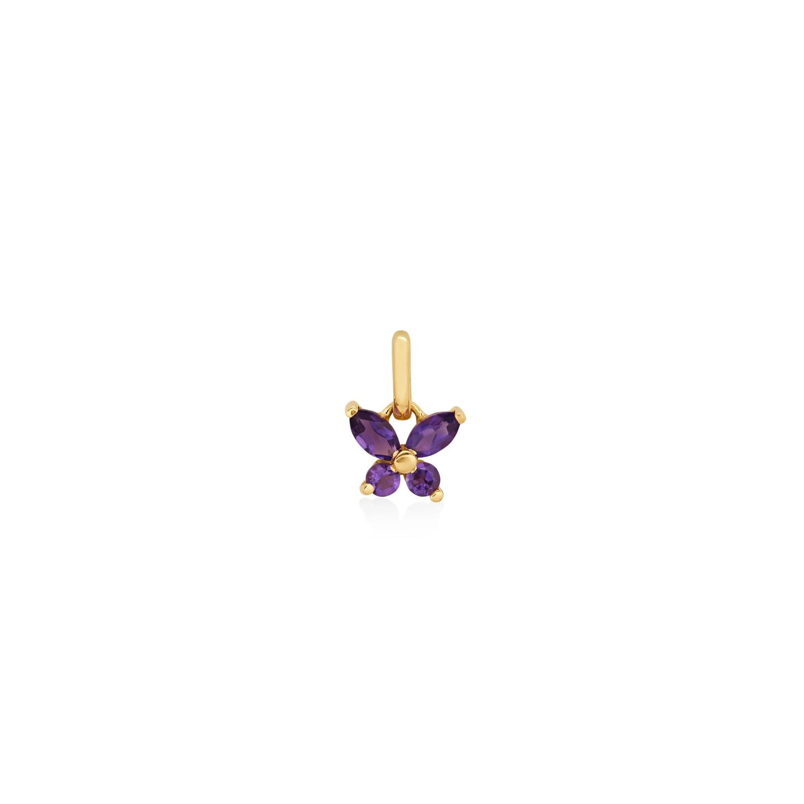 DIJE MARIPOSA CON PIEDRAS AMATISTA EN ORO 18K - Image 1