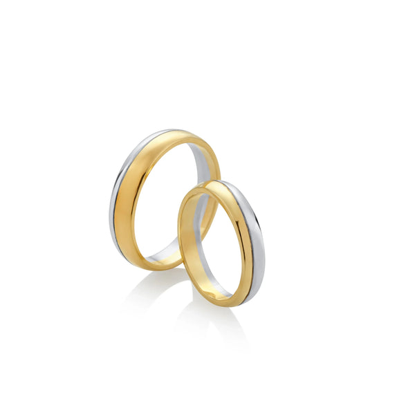 ARO DE MATRIMONIO ALMENDRADOS EN ORO BLANCO Y AMARILLO 18K