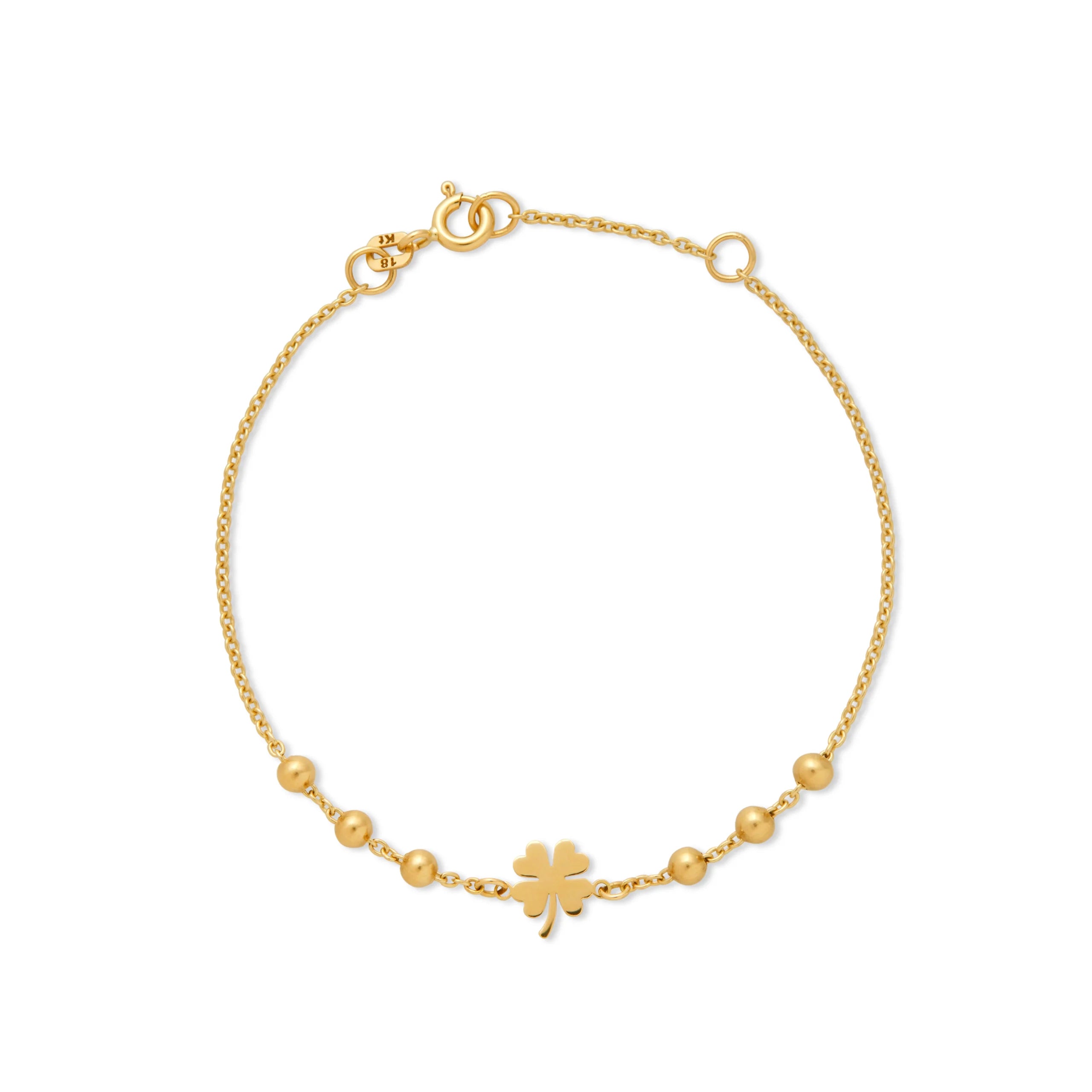 PULSERA BOLITAS CON TRÉBOL EN ORO 18K - Gallery 1
