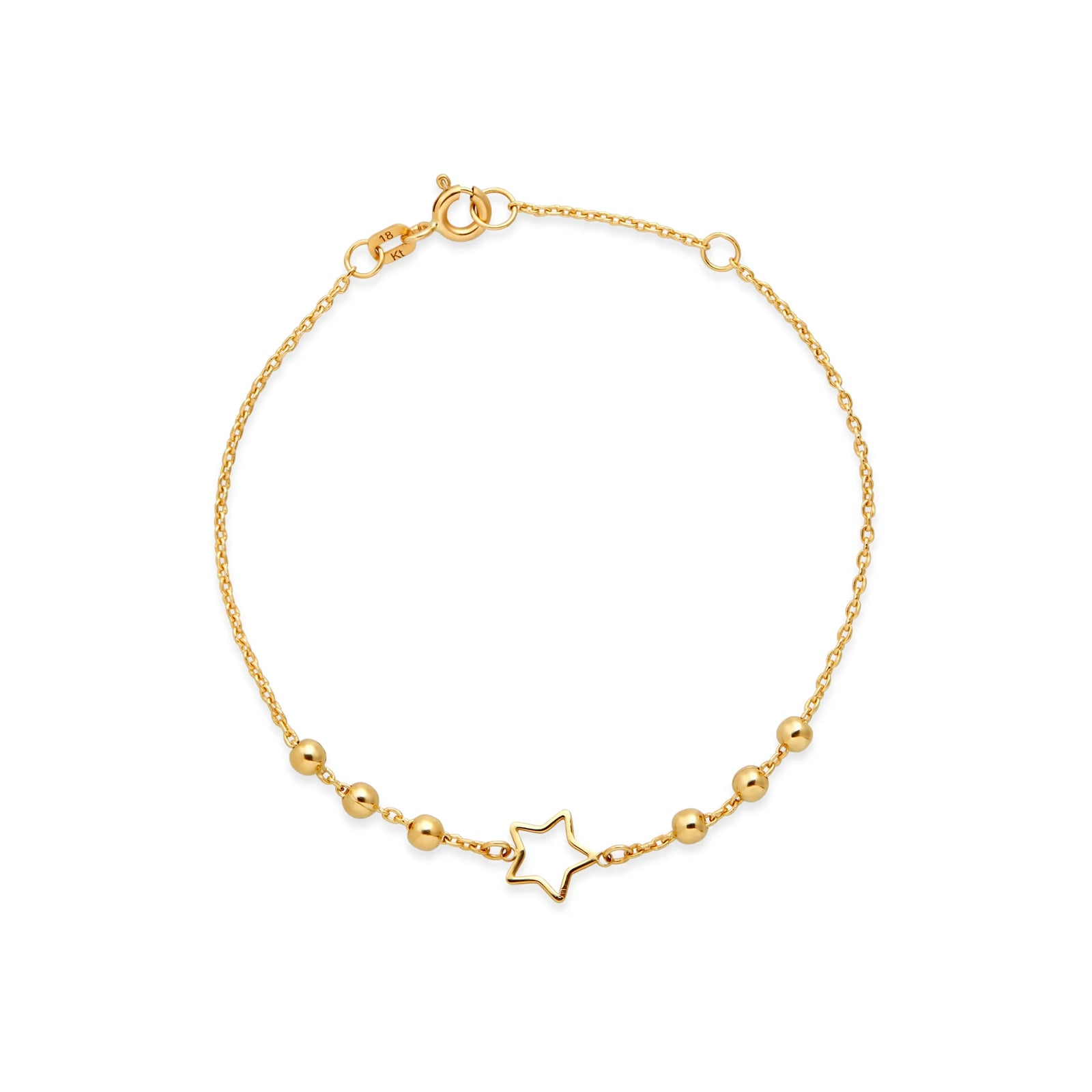 PULSERA BOLITAS CON ESTRELLA EN ORO 18K - Image 1