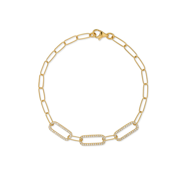 PULSERA DIAMANTES CLIP TRIPLE EN ORO 18K