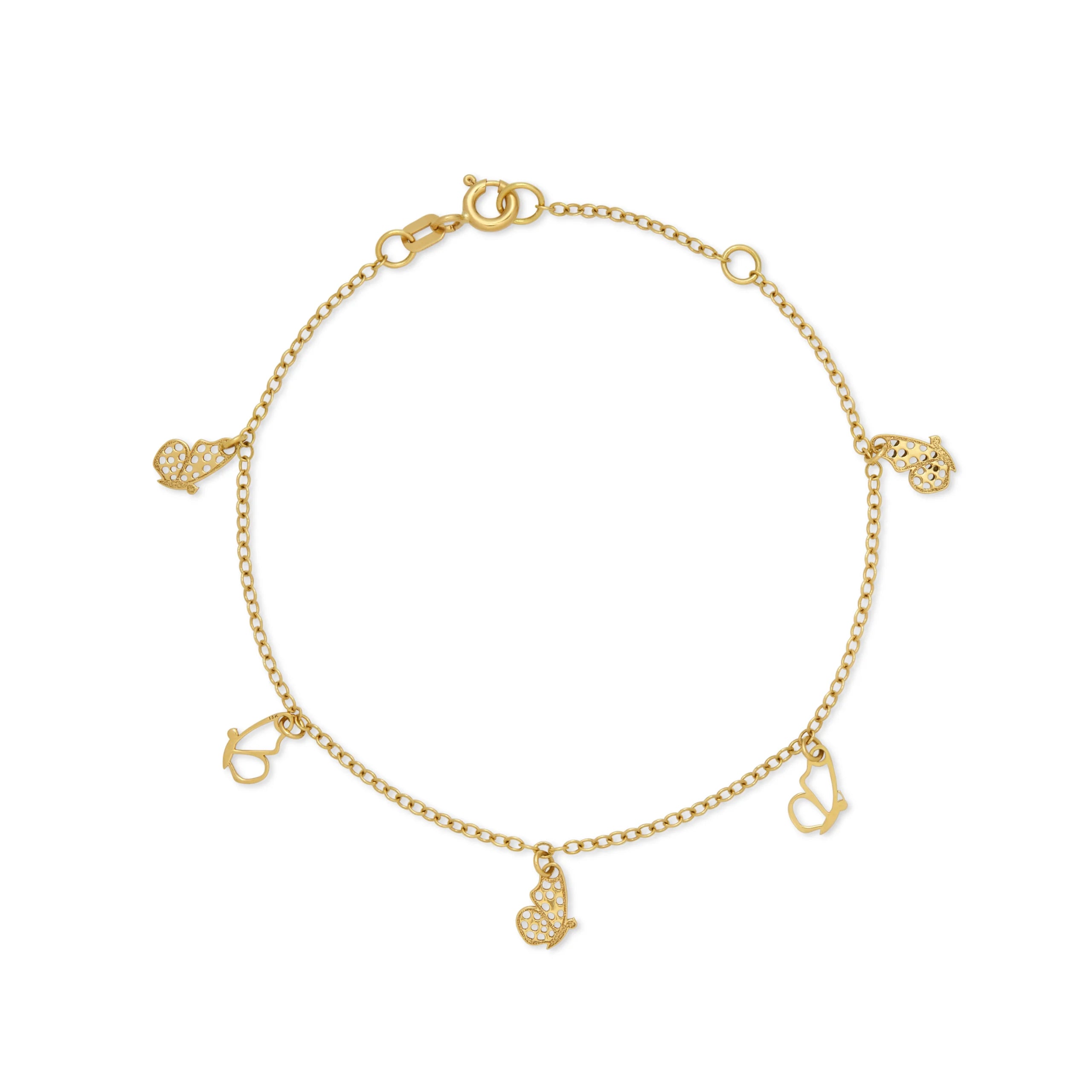 PULSERA MARIPOSAS PERFIL COLGANTES EN ORO 18K - Gallery 1